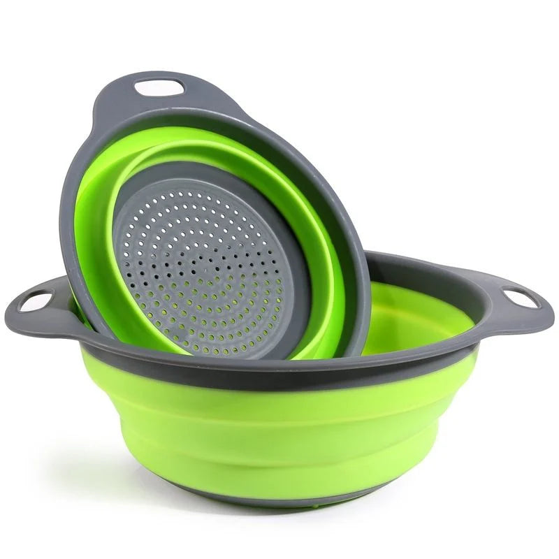 Foldable Silicone Drain Basket-Green(Large)  Apricot   