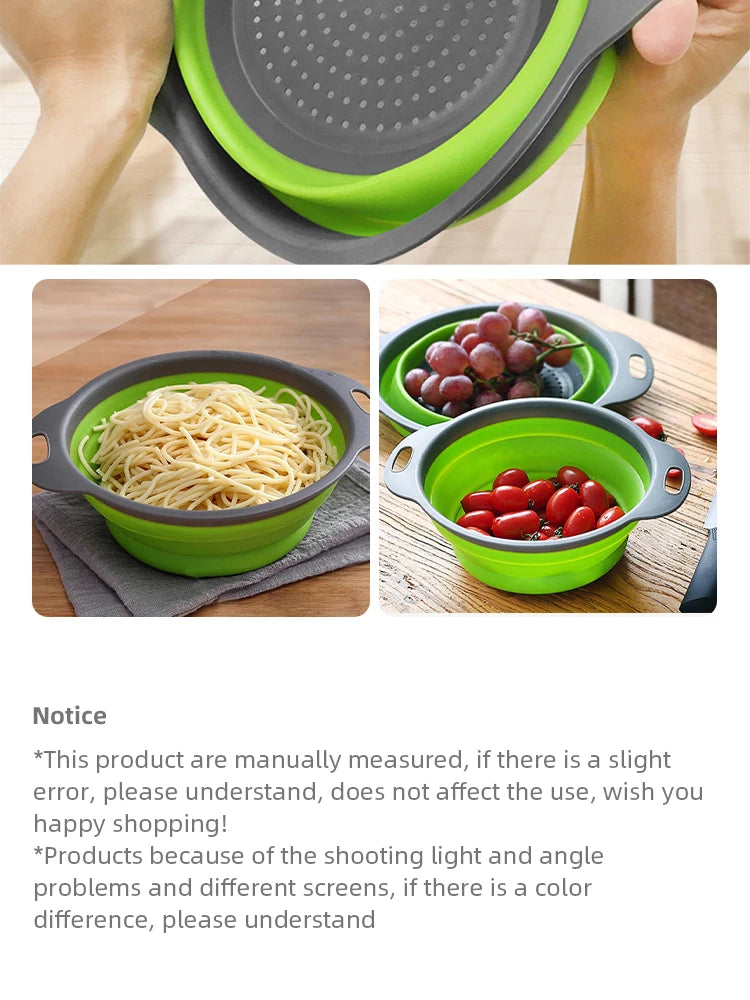 Foldable Silicone Drain Basket-Green(Large)  Apricot   