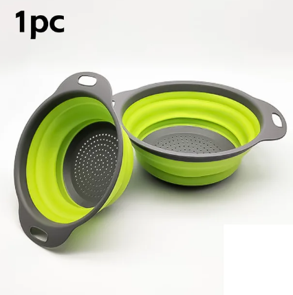 Foldable Silicone Drain Basket-Green(Large)  Apricot   