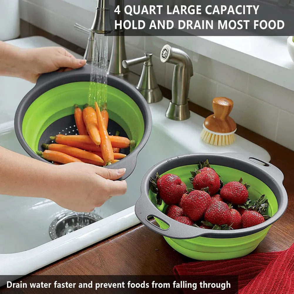 Foldable Silicone Drain Basket-Green(Large)  Apricot   