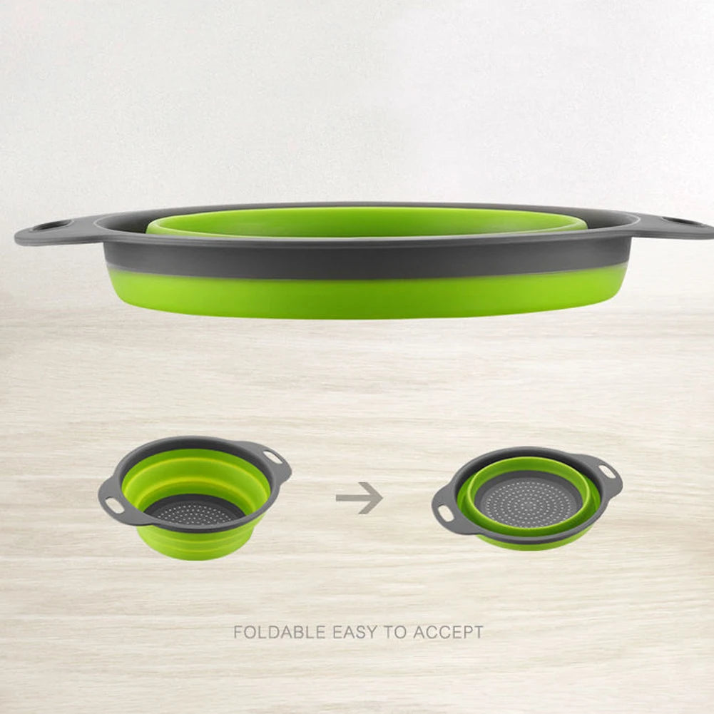 Foldable Silicone Drain Basket-Green(Large)  Apricot   