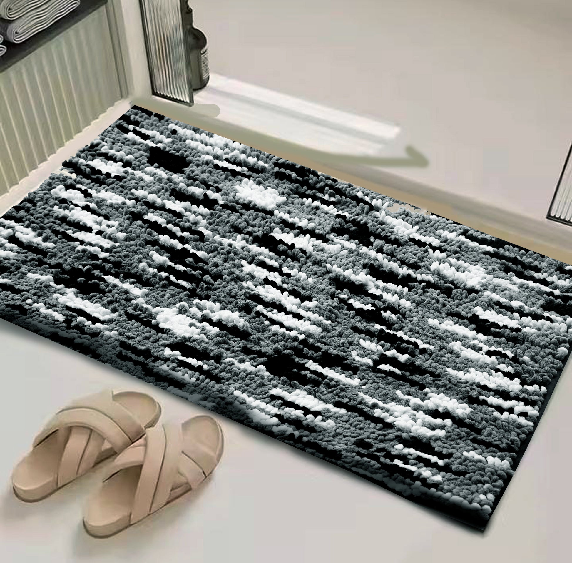Microfiber Anti-Slip Door Mat(SA2408-325)-Black/White Door Mats Apricot