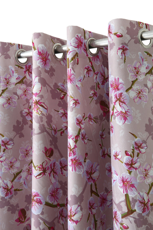 2 PCs Blackout Room Curtains- Bloom Bliss Curtains Apricot