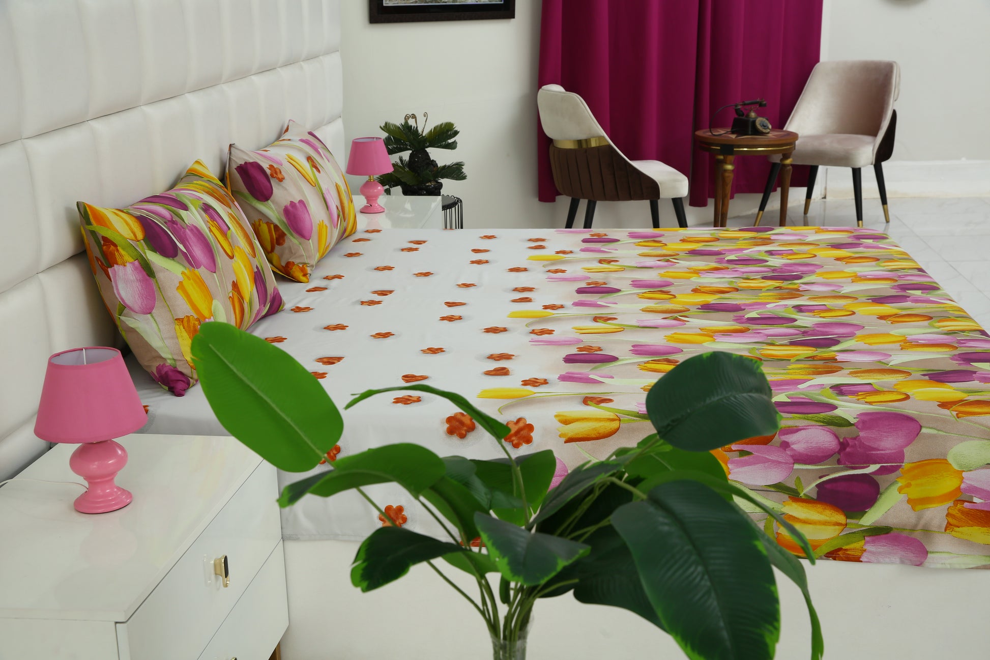Fitted Bed Sheet-White Tulip Fitted Sheets Apricot