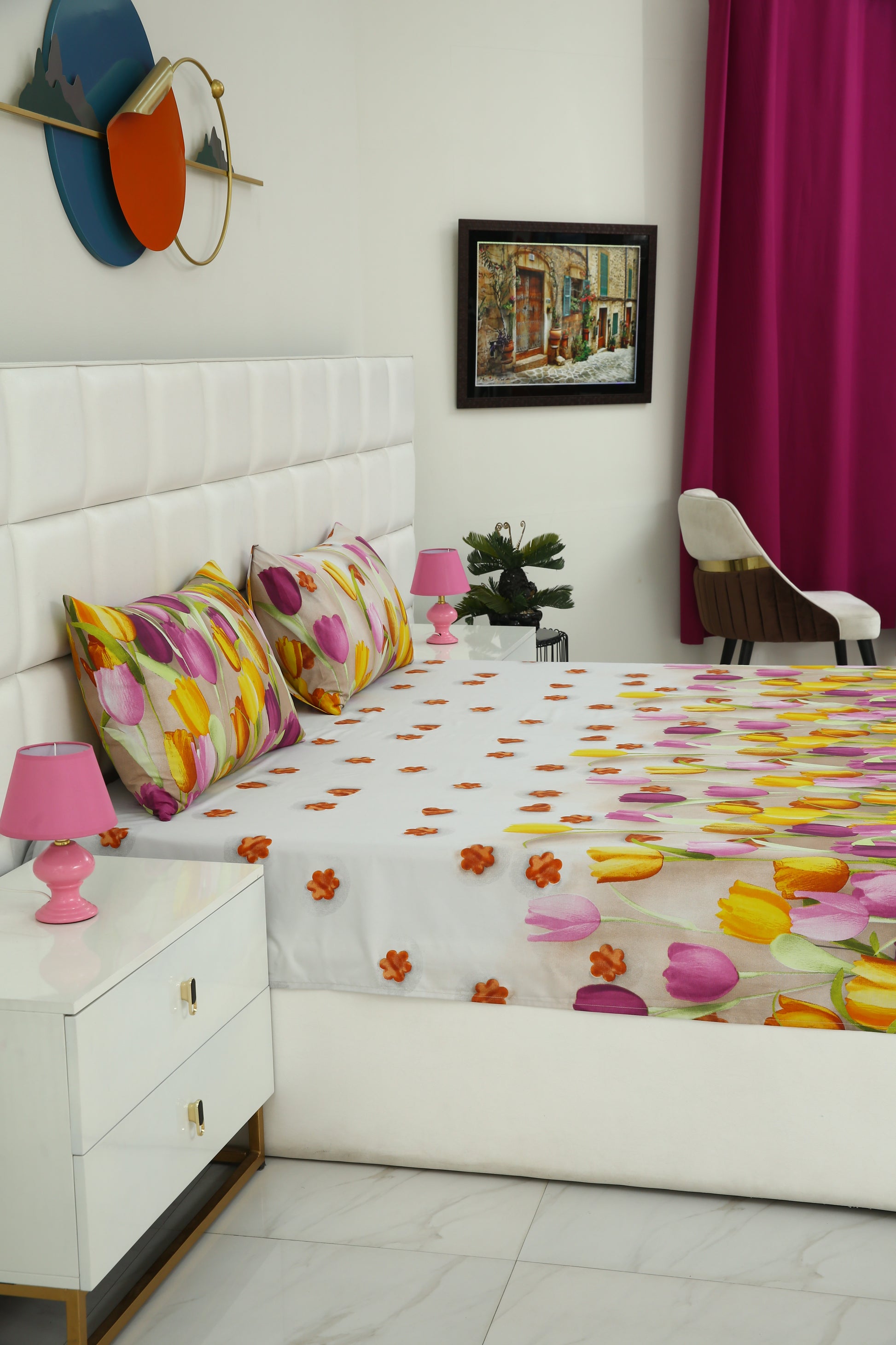Fitted Bed Sheet-White Tulip Fitted Sheets Apricot