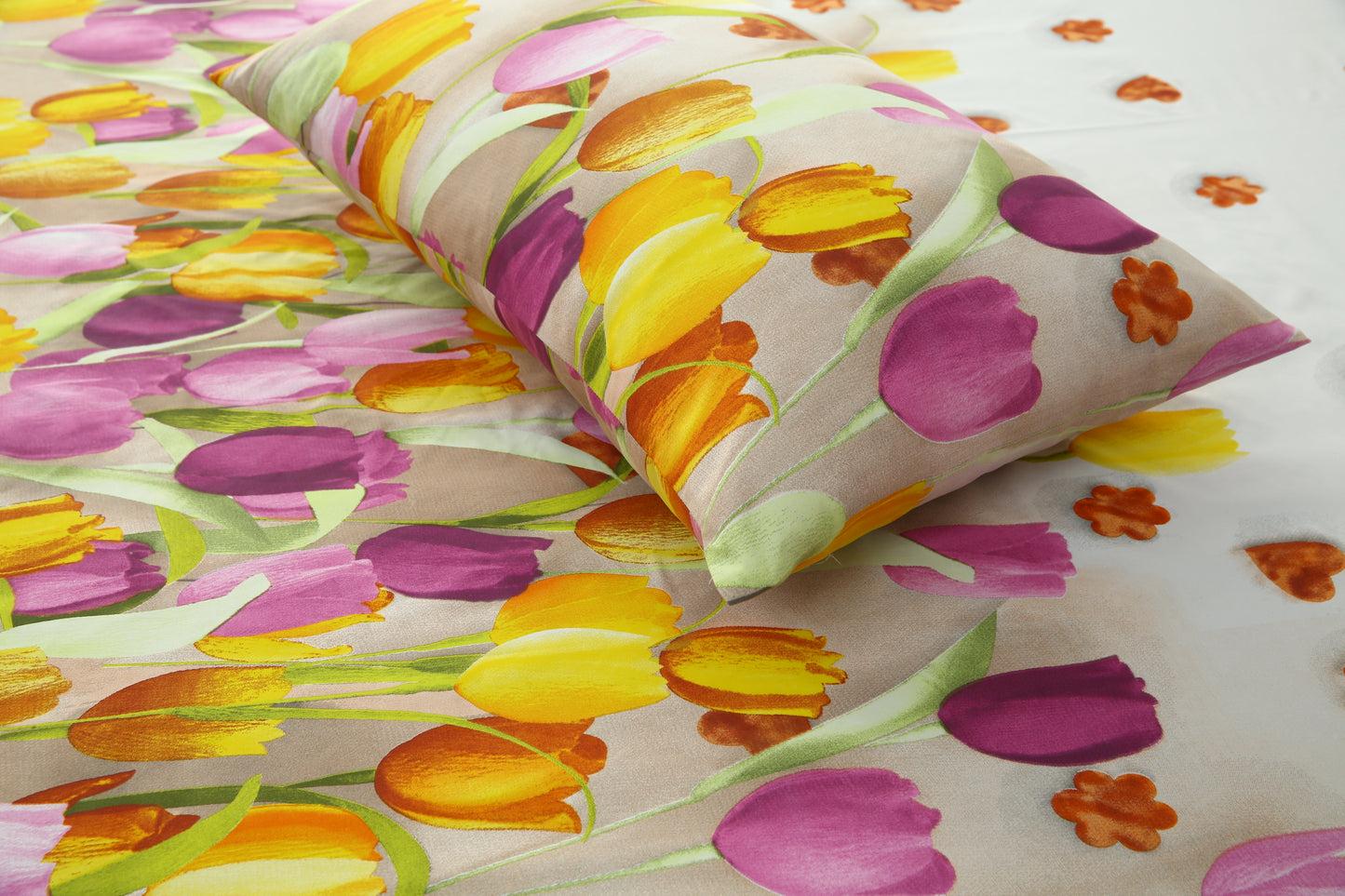 Fitted Bed Sheet-White Tulip Fitted Sheets Apricot