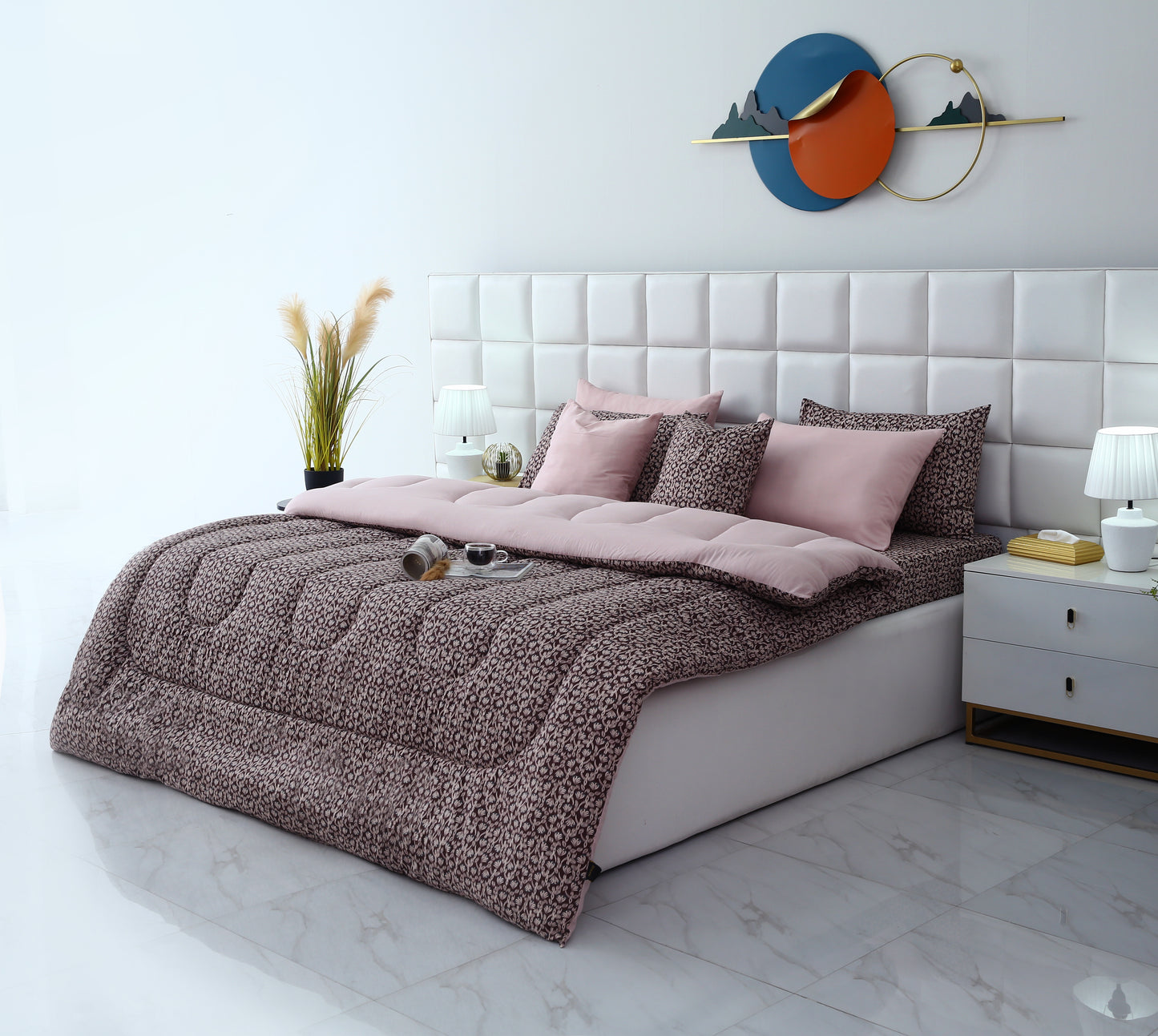 8 PCs Winter Comforter Set-Coral Reef Comforters Apricot