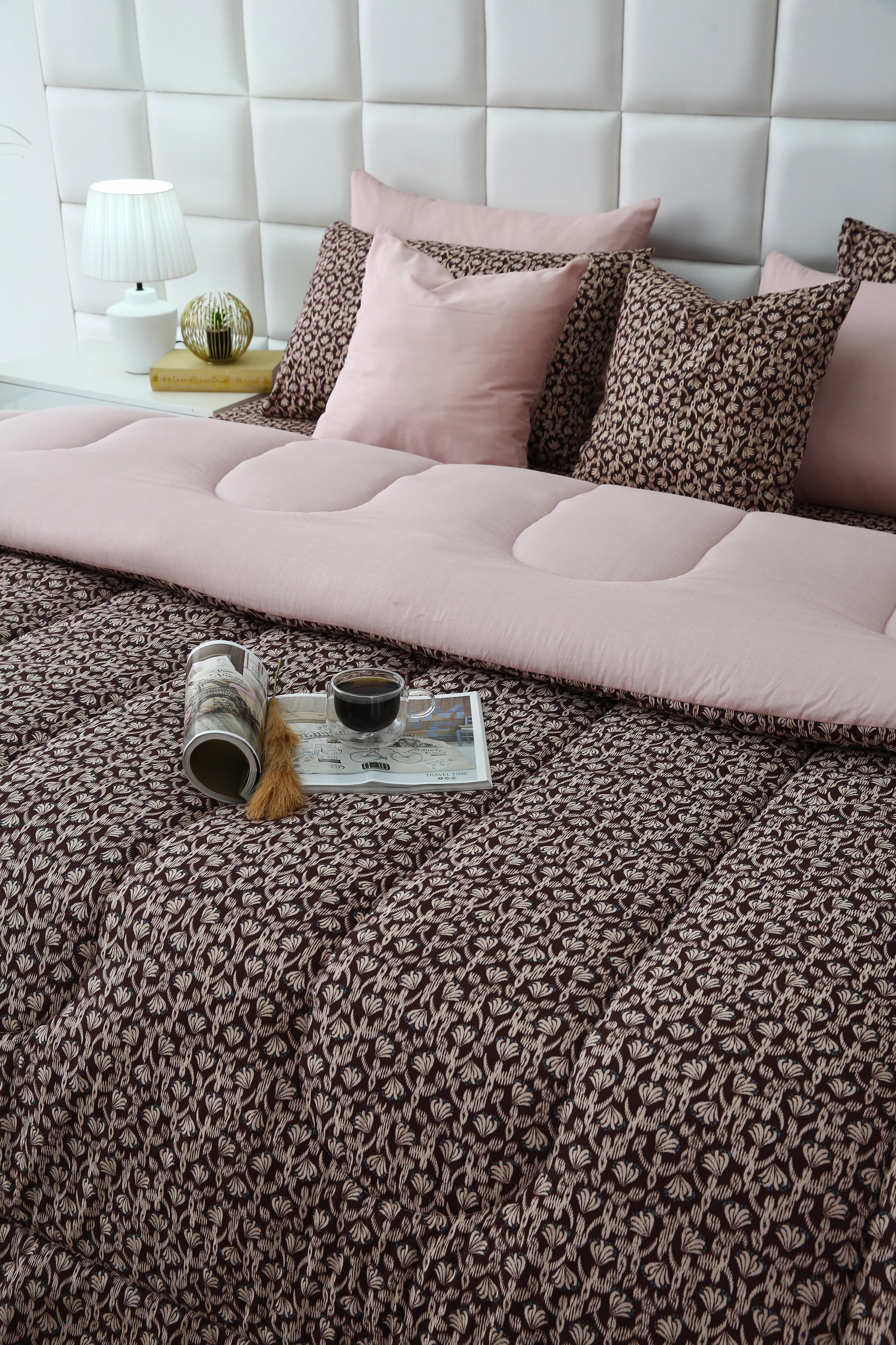 8 PCs Winter Comforter Set-Coral Reef Comforters Apricot