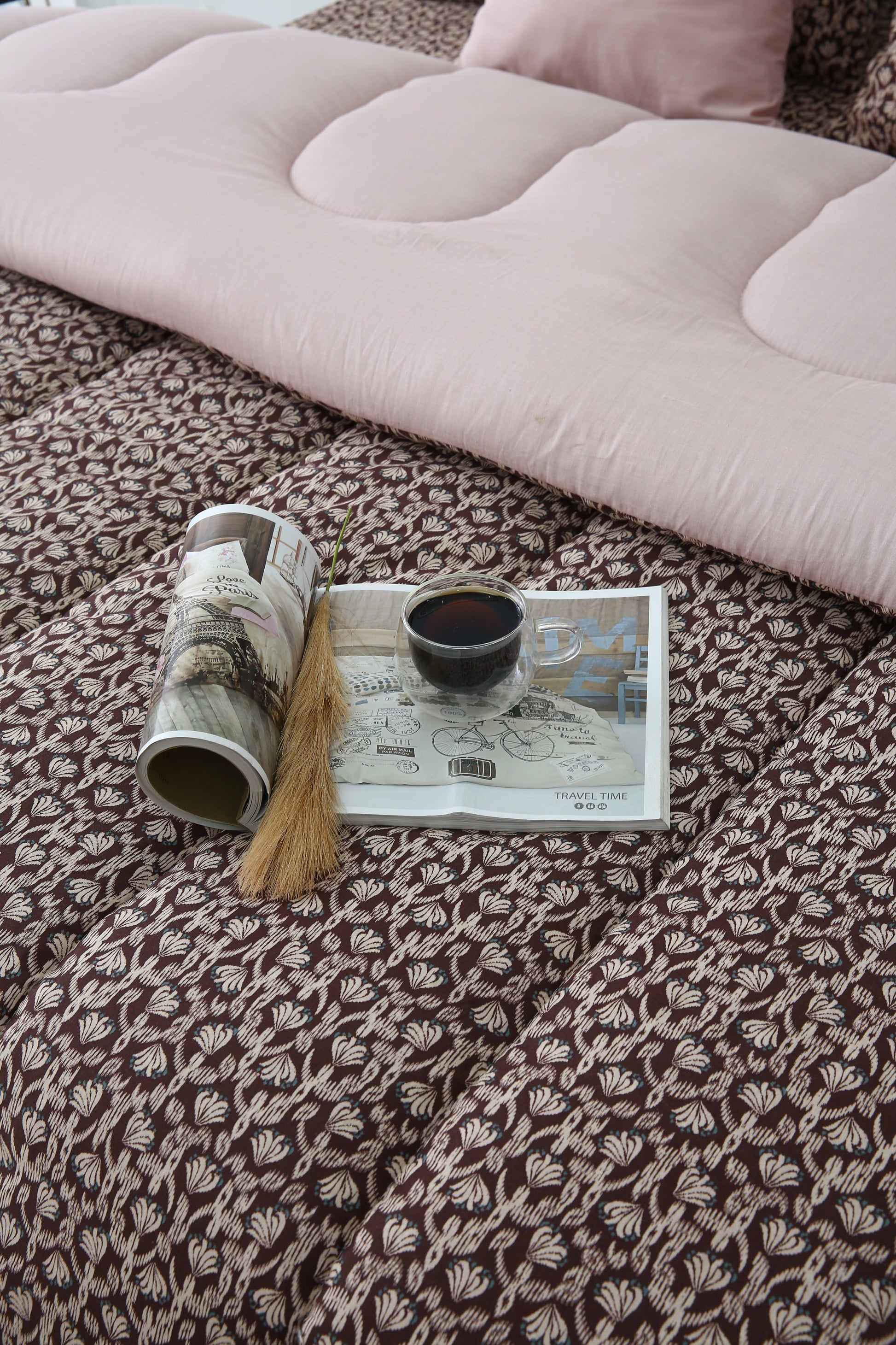 1 PC Double Winter Comforter-Coral Reef Comforters Apricot