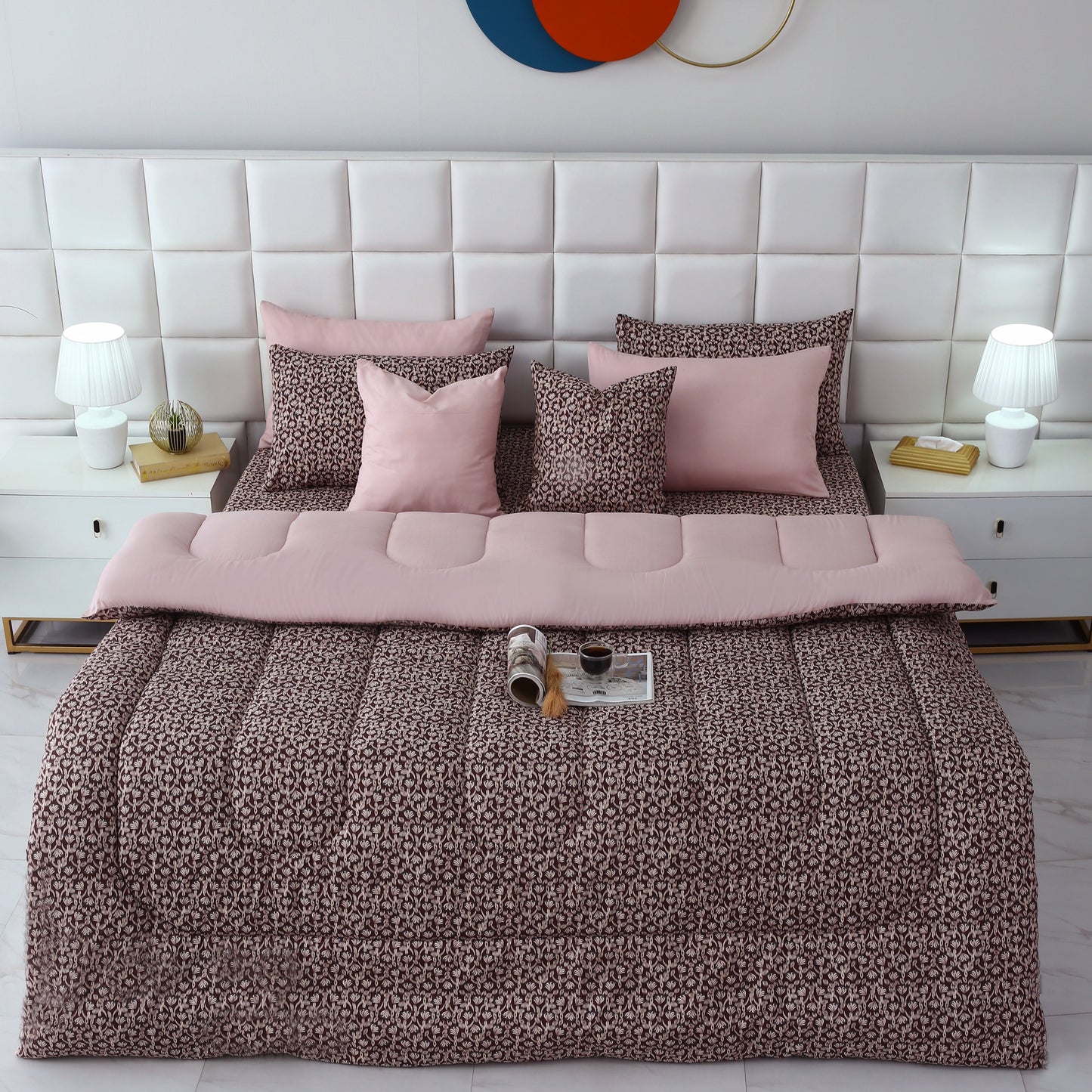 8 PCs Winter Comforter Set-Coral Reef Comforters Apricot