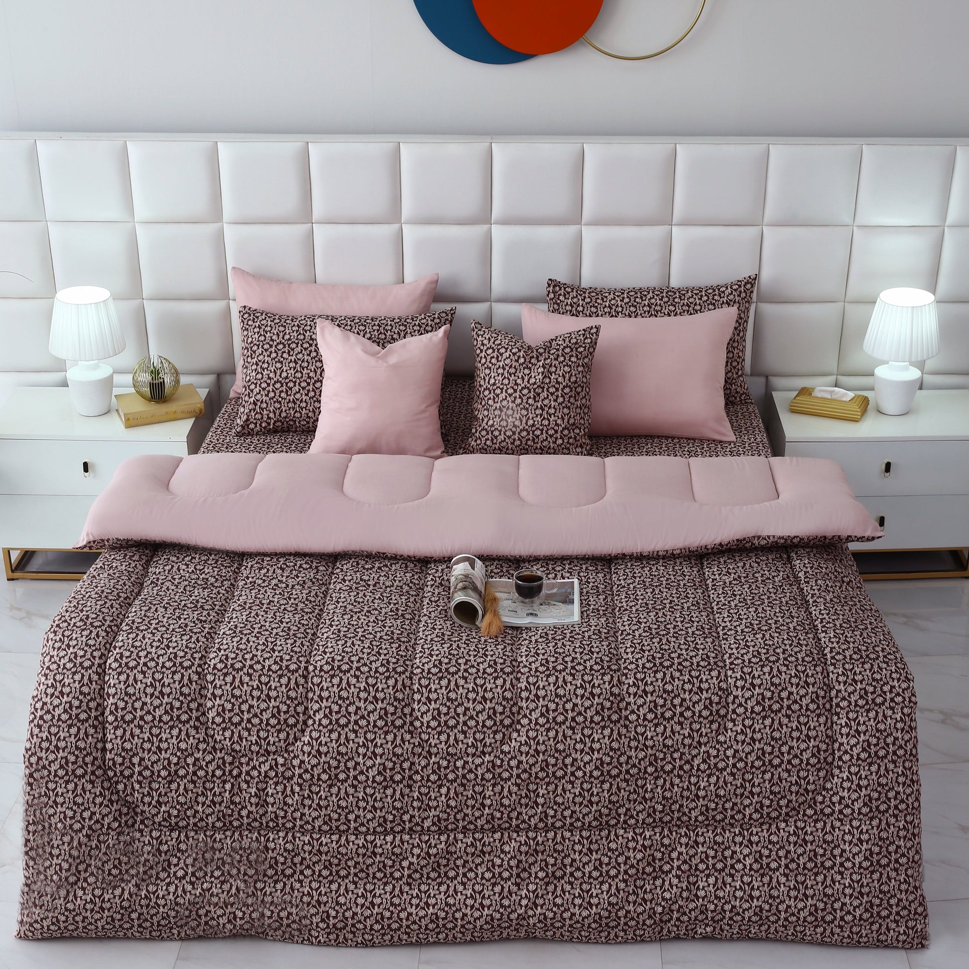 8 PCs Winter Comforter Set-Coral Reef Comforters Apricot