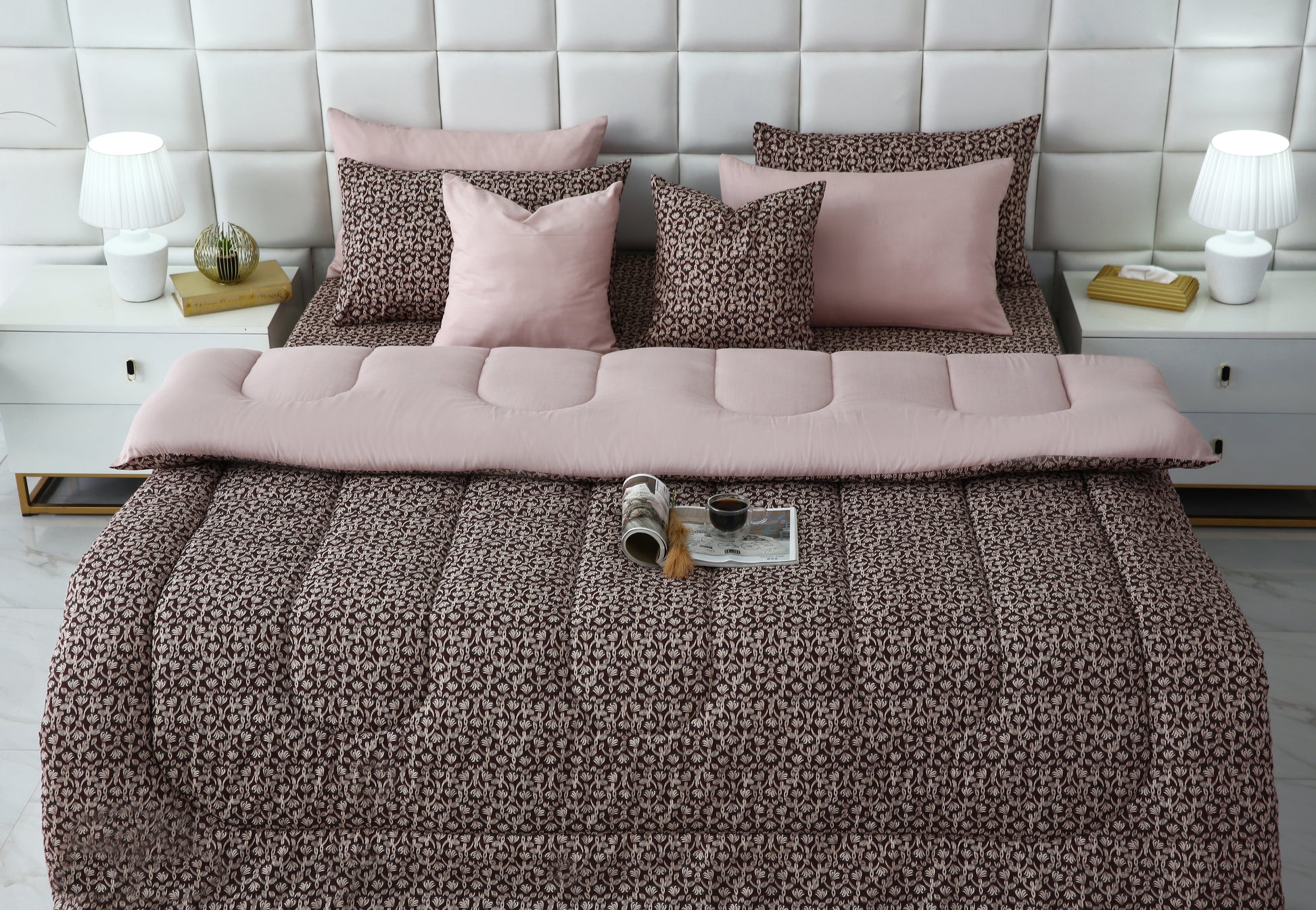 8 PCs Winter Comforter Set-Coral Reef Comforters Apricot