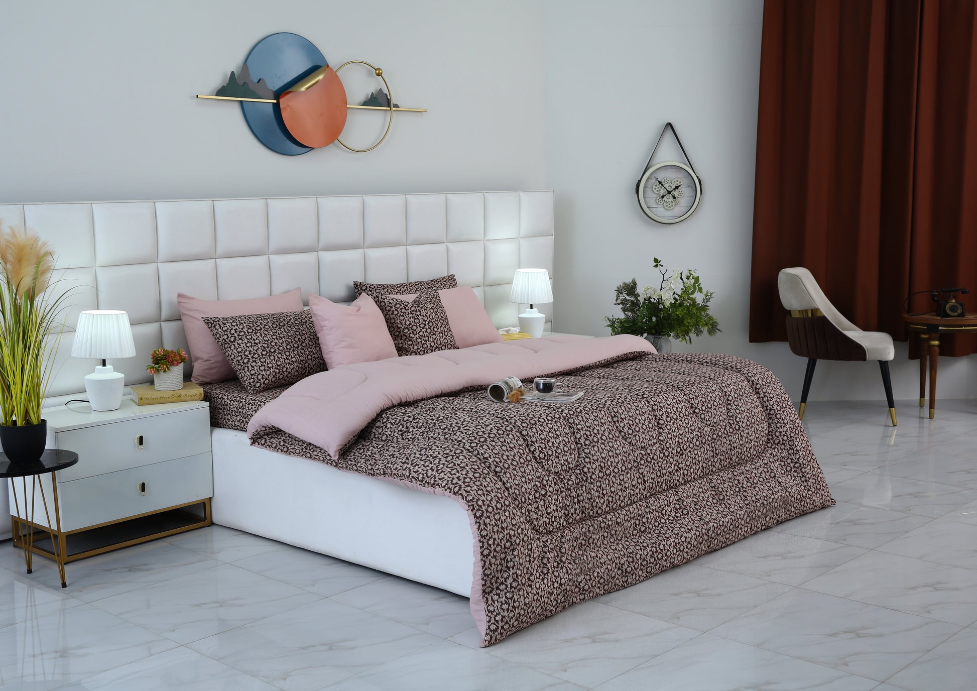 8 PCs Winter Comforter Set-Coral Reef Comforters Apricot