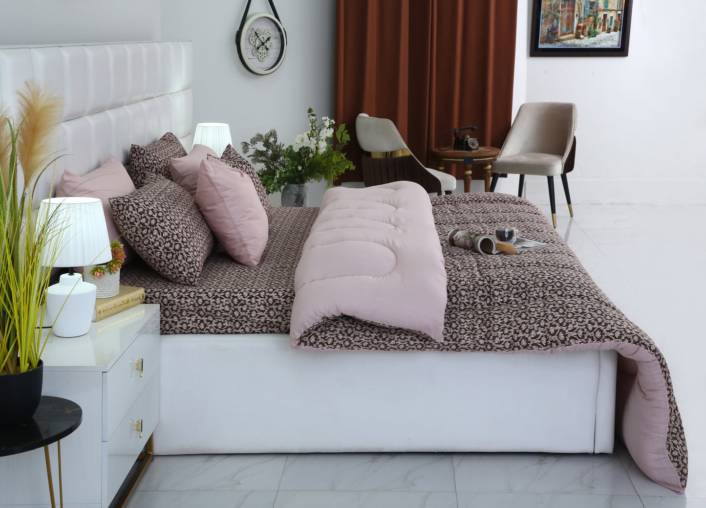 8 PCs Winter Comforter Set-Coral Reef Comforters Apricot