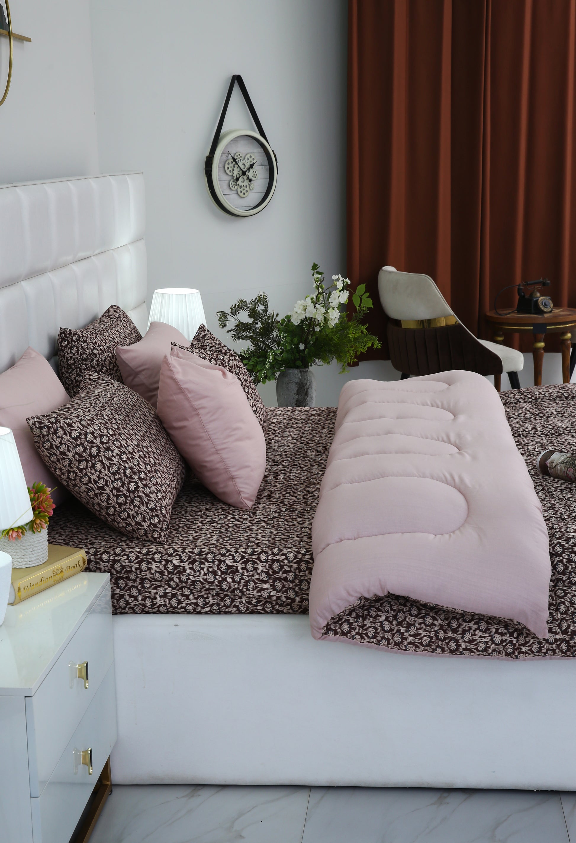 8 PCs Winter Comforter Set-Coral Reef Comforters Apricot