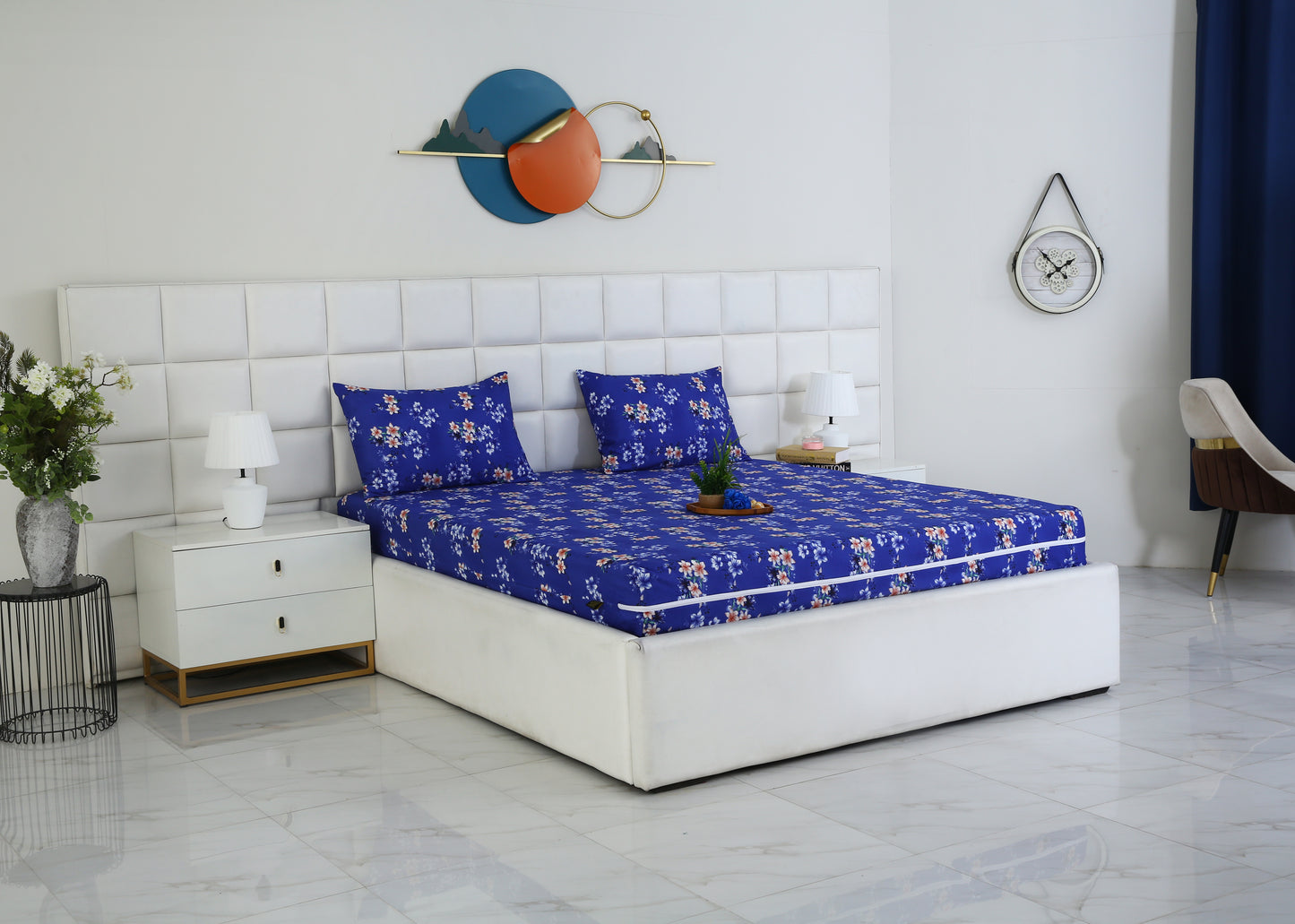 Zipper Mattress Cover Printed-Phlox Protectors Apricot