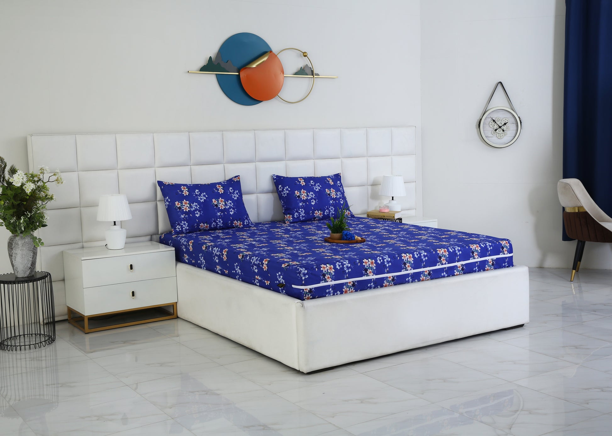 Zipper Mattress Cover Printed-Phlox Protectors Apricot