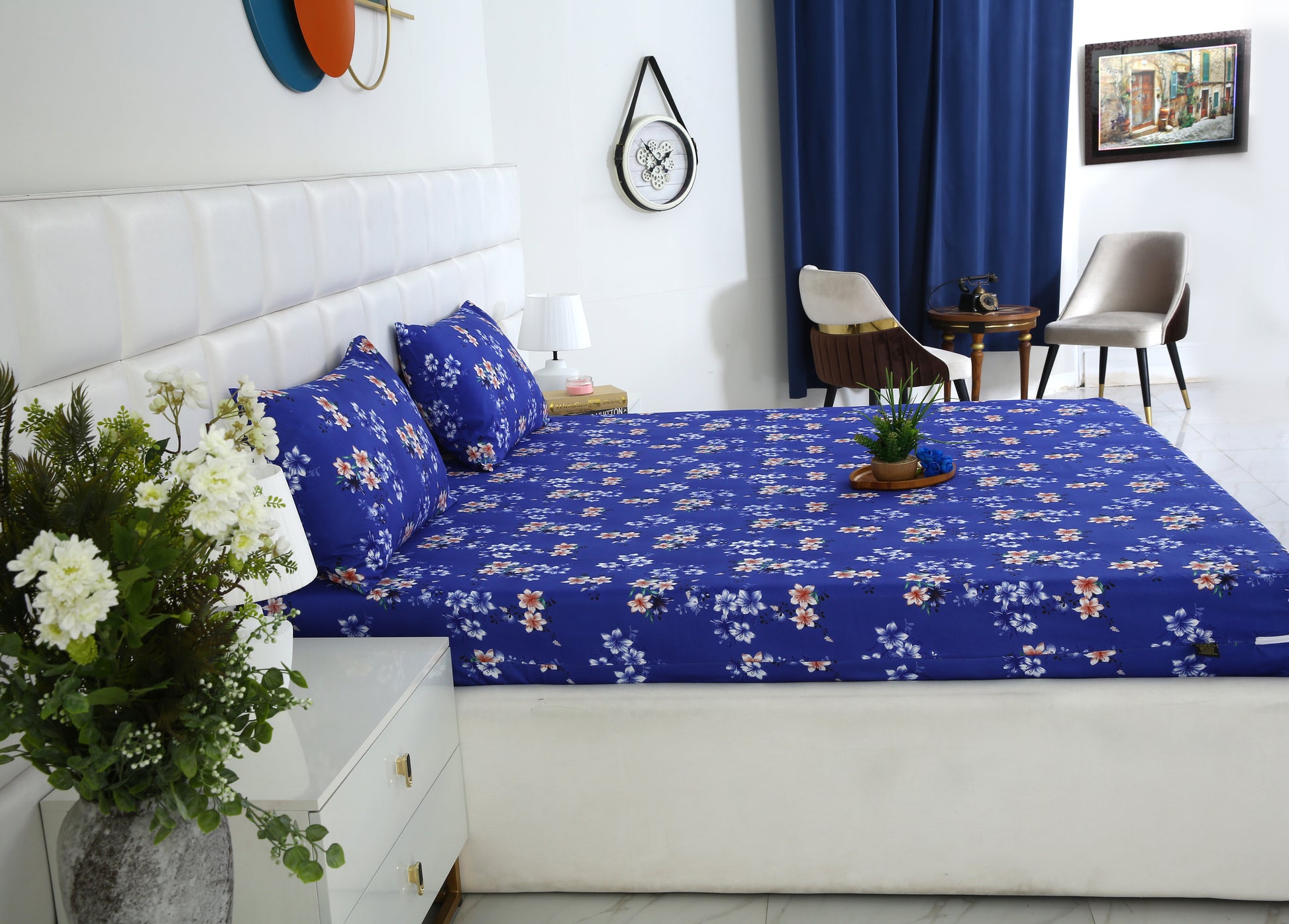 Zipper Mattress Cover Printed-Phlox Protectors Apricot