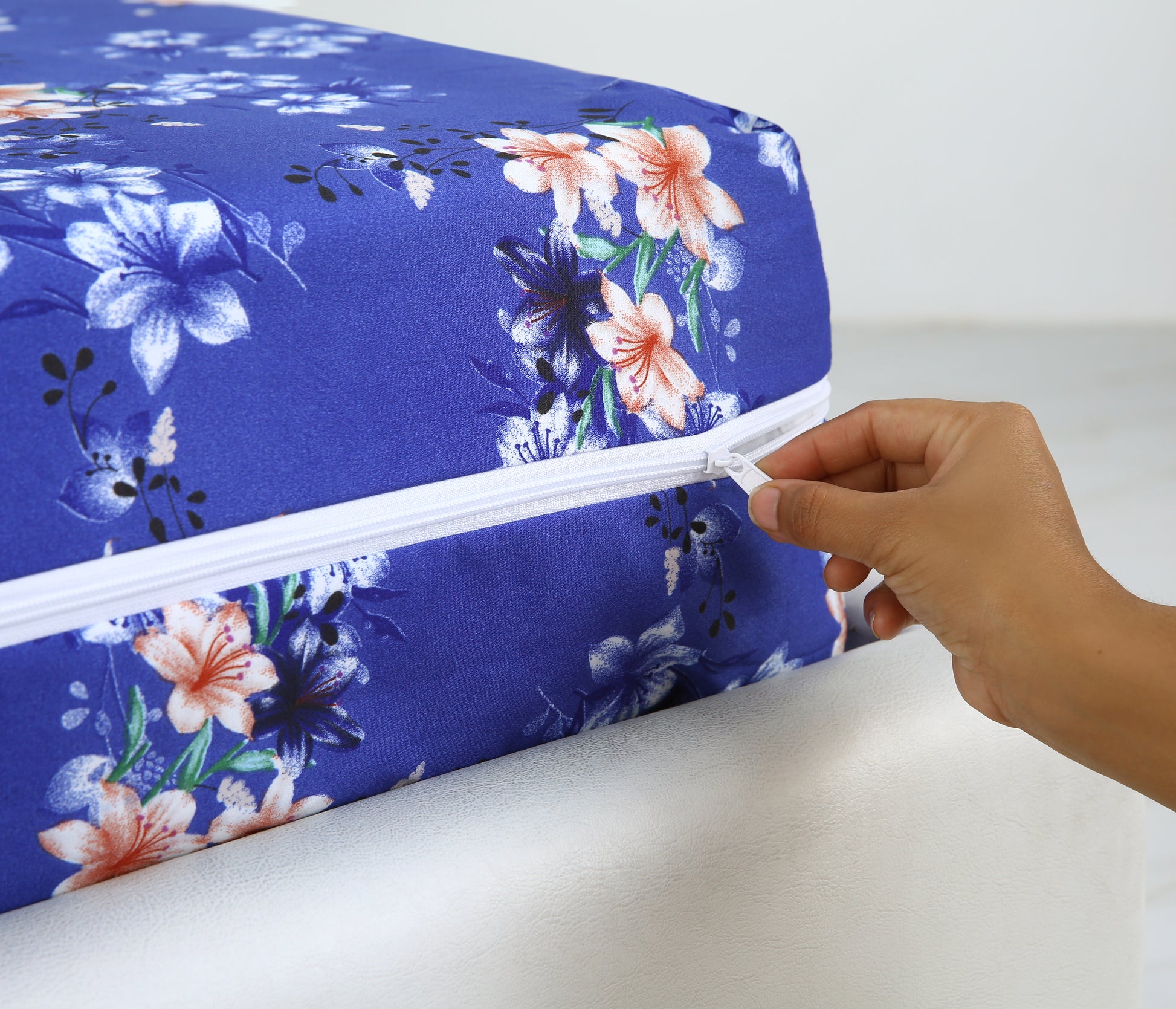Zipper Mattress Cover Printed-Phlox Protectors Apricot