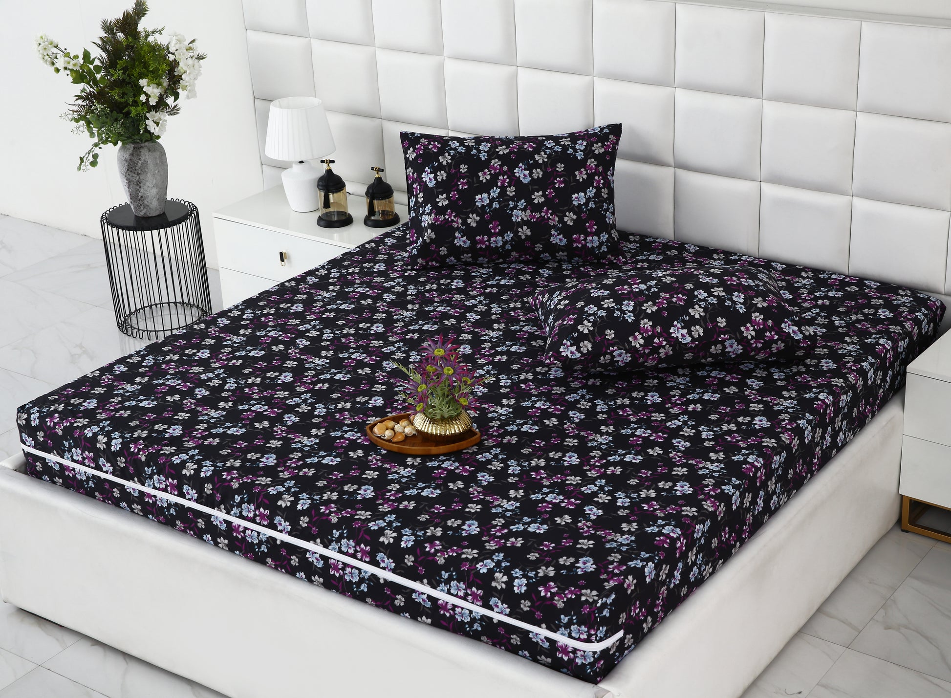 Zipper Mattress Cover Printed-Rosemary Protectors Apricot