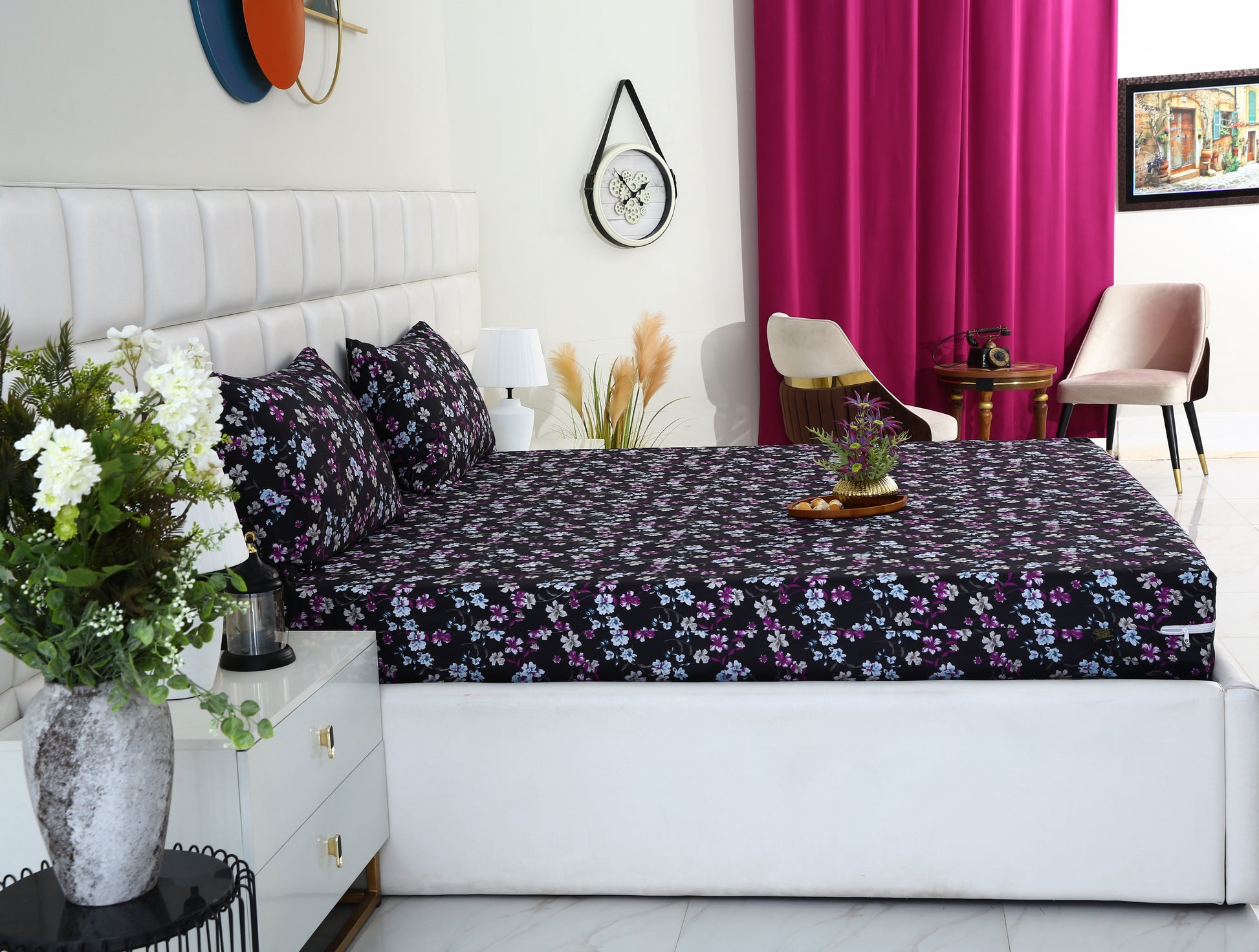 Zipper Mattress Cover Printed-Rosemary Protectors Apricot