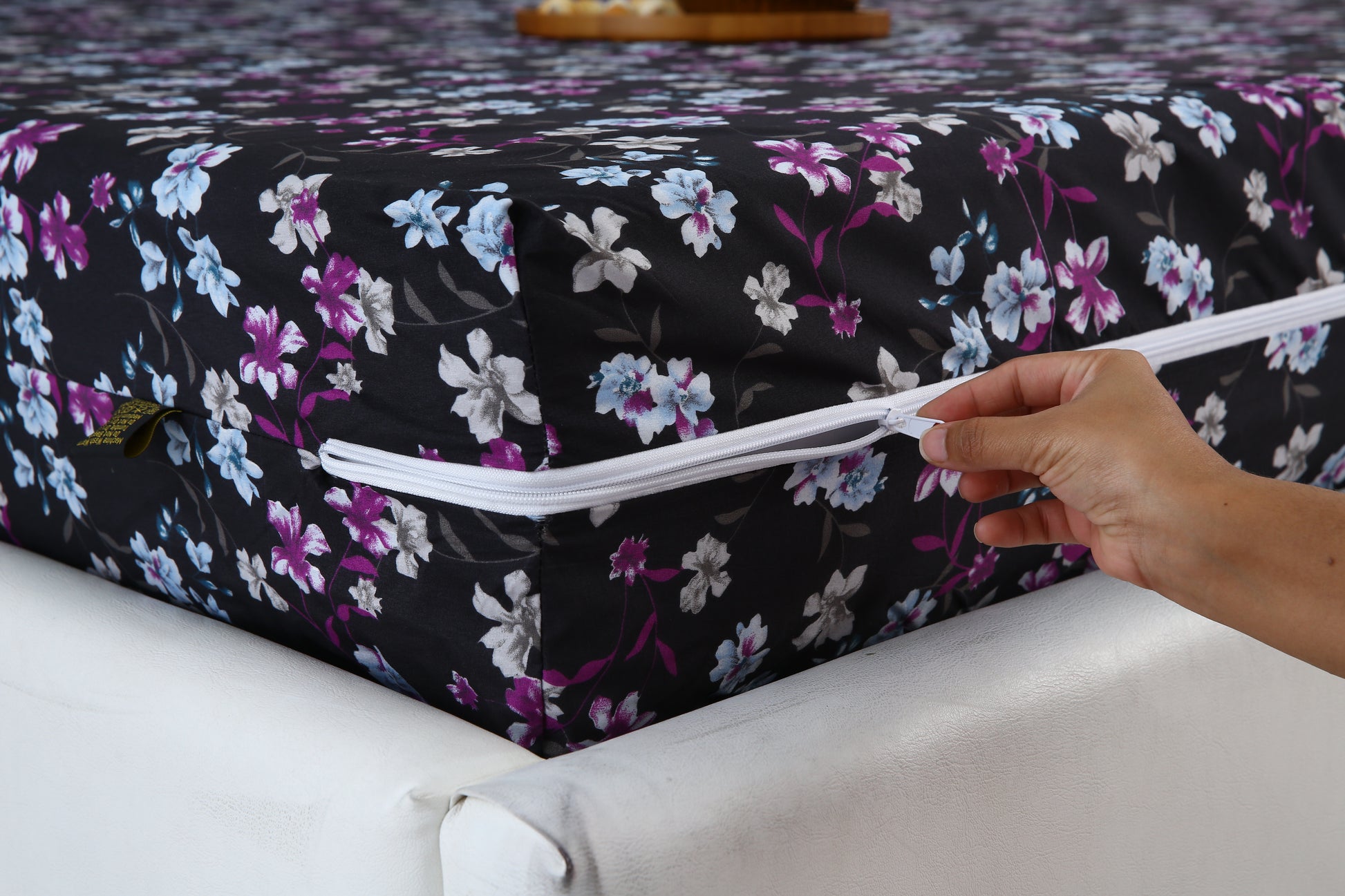 Zipper Mattress Cover Printed-Rosemary Protectors Apricot