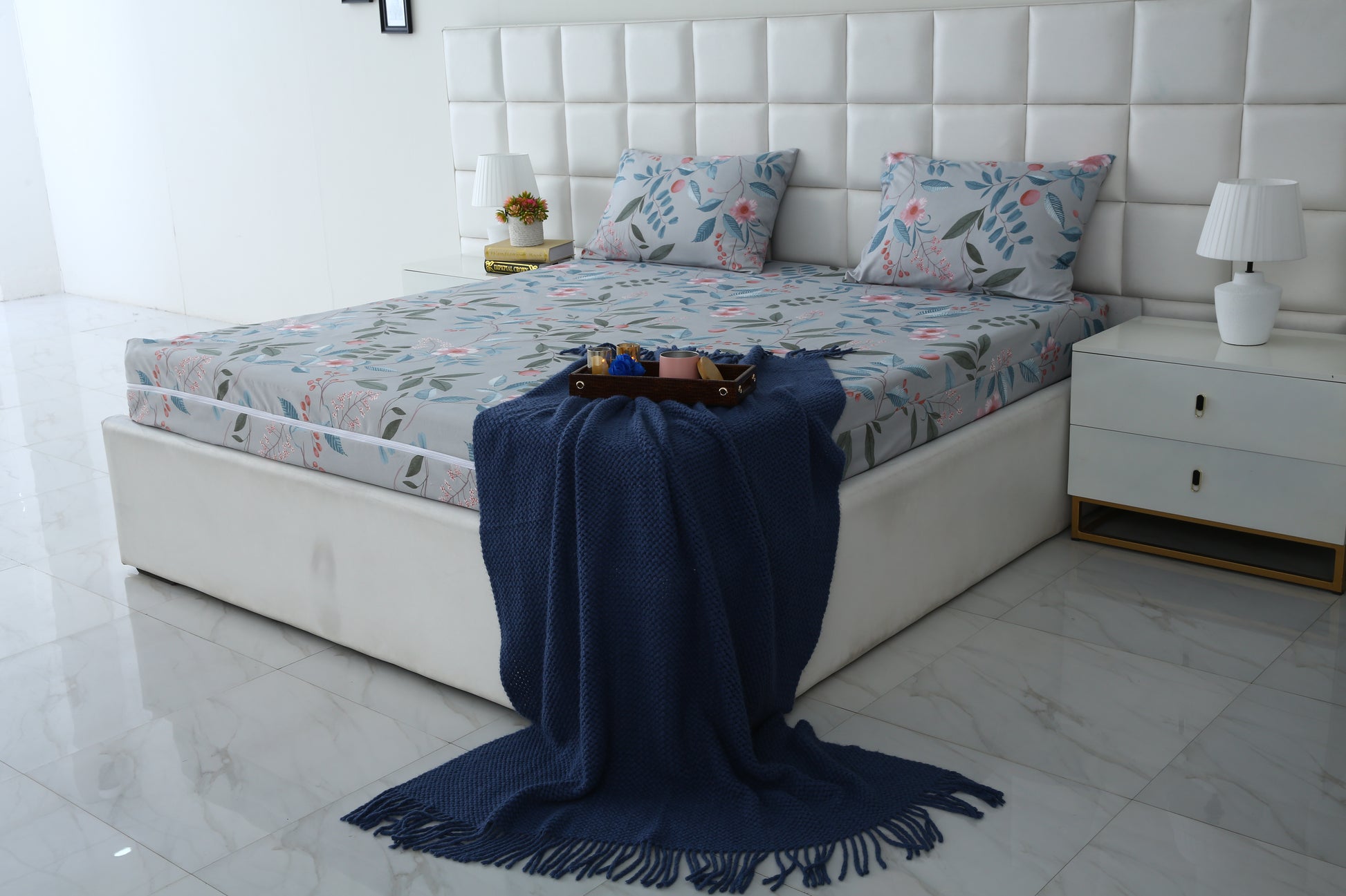 Zipper Mattress Cover Printed-Petunia Protectors Apricot