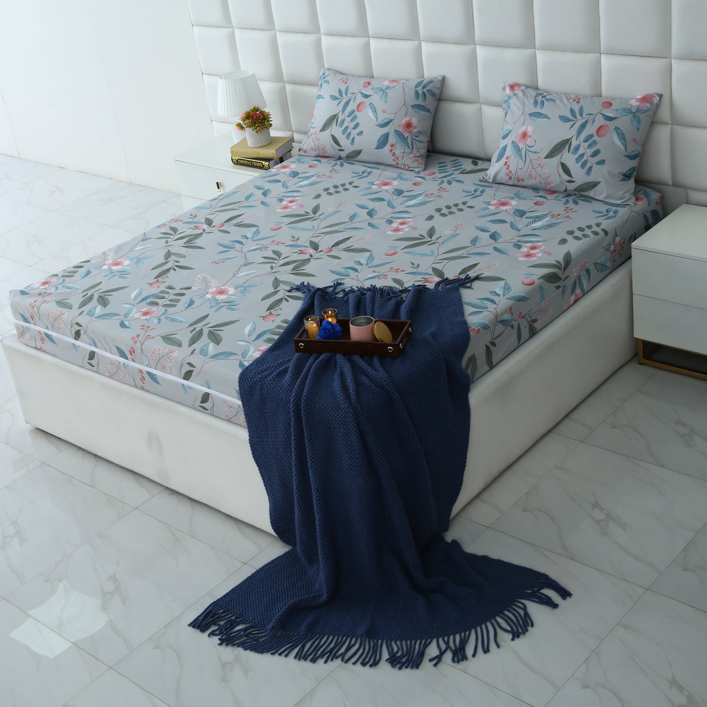 Zipper Mattress Cover Printed-Petunia Protectors Apricot