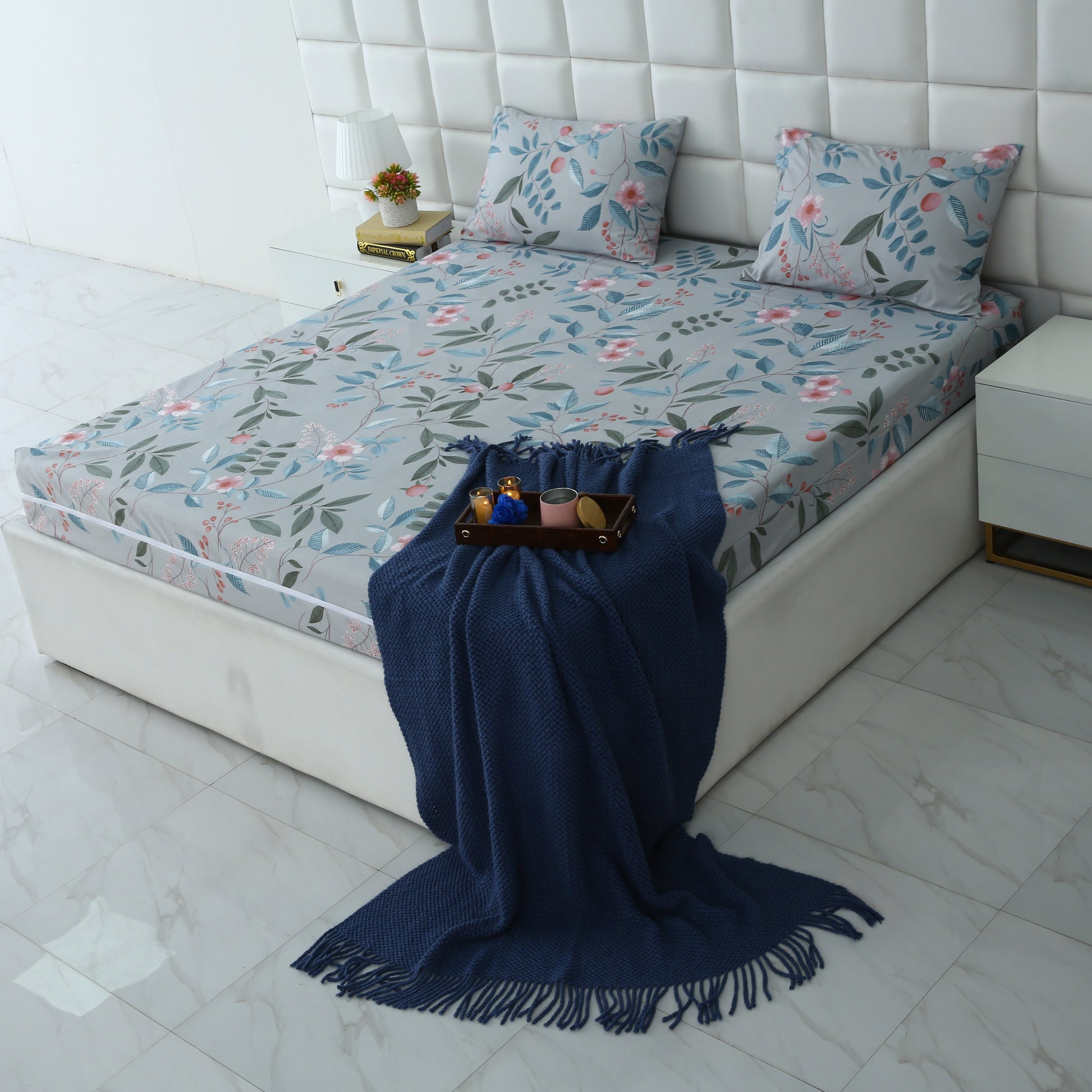 Zipper Mattress Cover Printed-Petunia Protectors Apricot