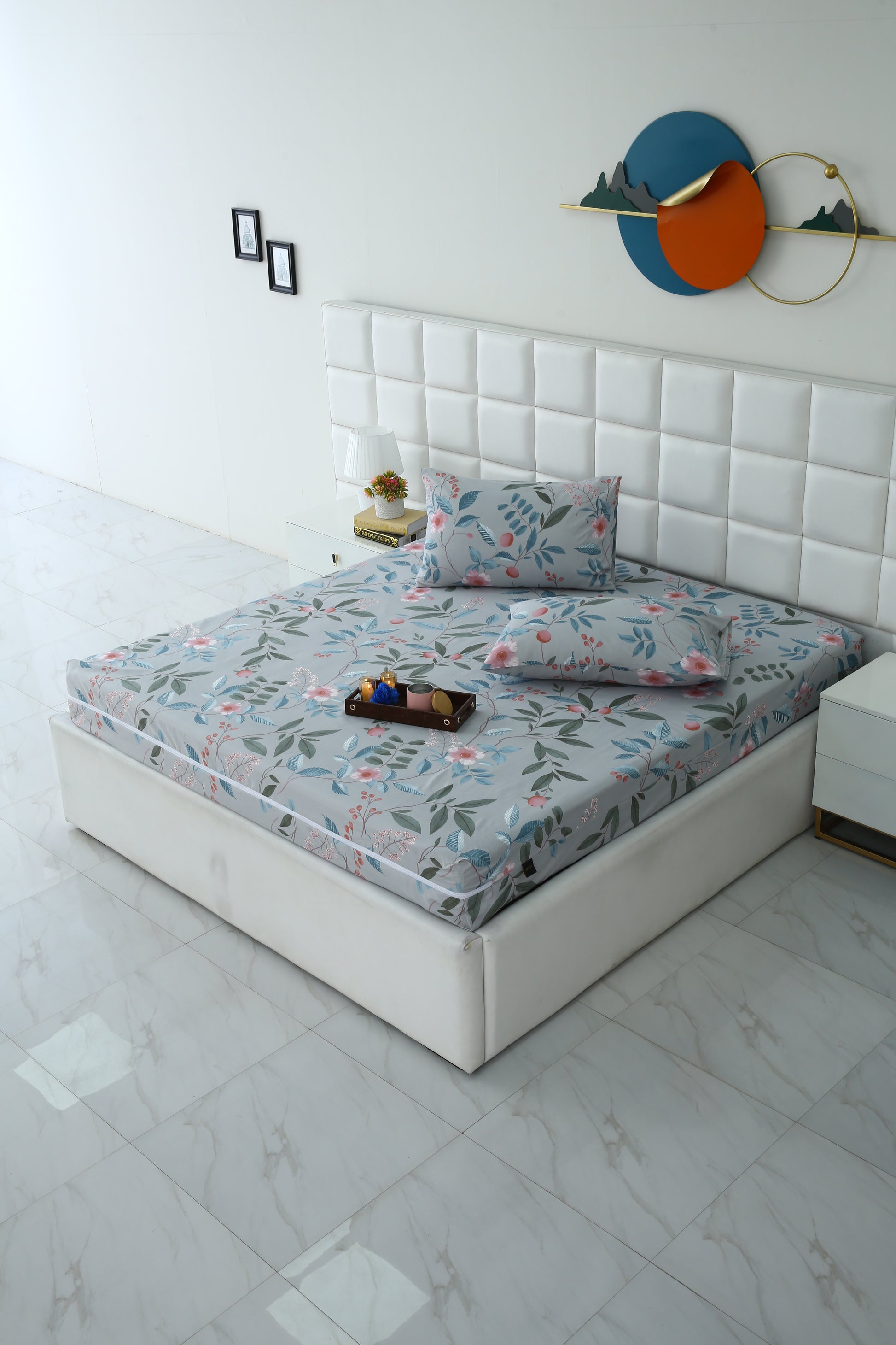 Zipper Mattress Cover Printed-Petunia Protectors Apricot