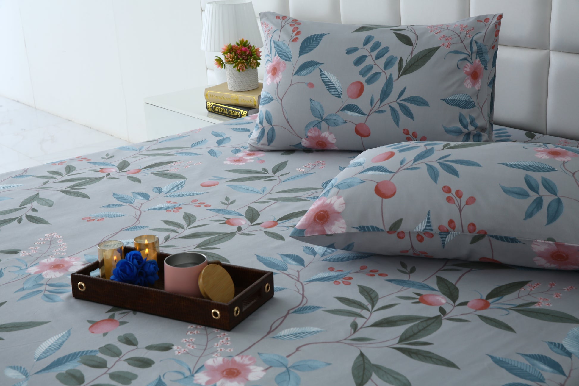 Zipper Mattress Cover Printed-Petunia Protectors Apricot