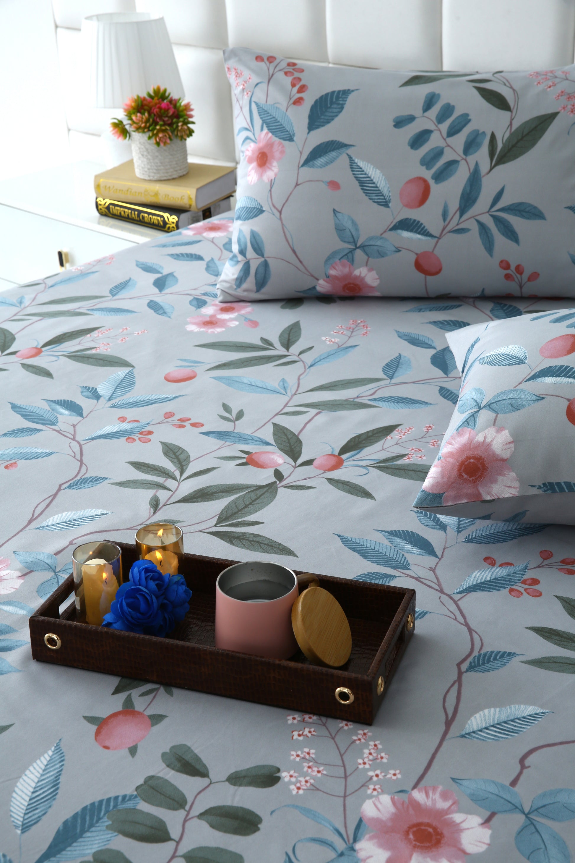 Zipper Mattress Cover Printed-Petunia Protectors Apricot