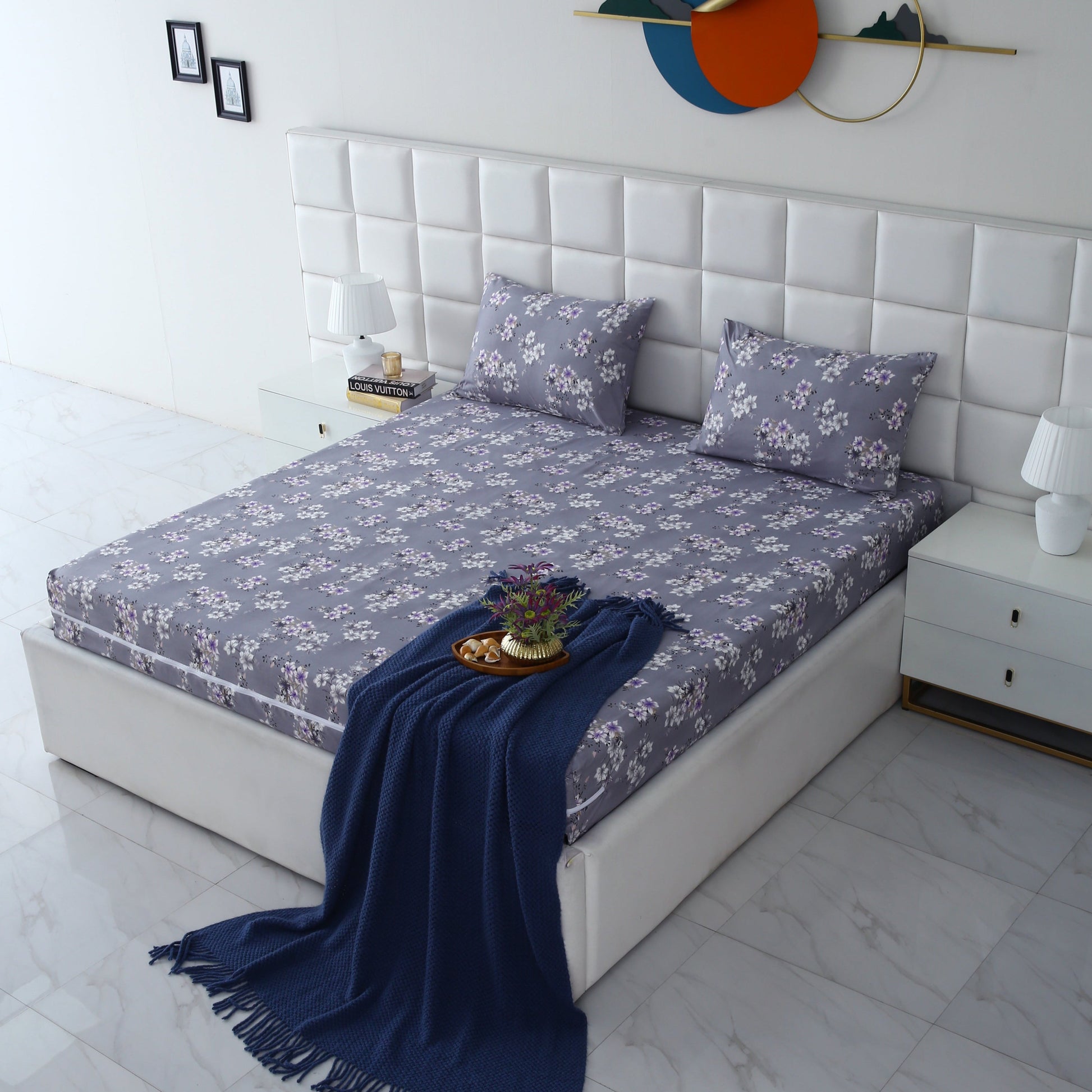 Zipper Mattress Cover Printed-White Rose Protectors Apricot