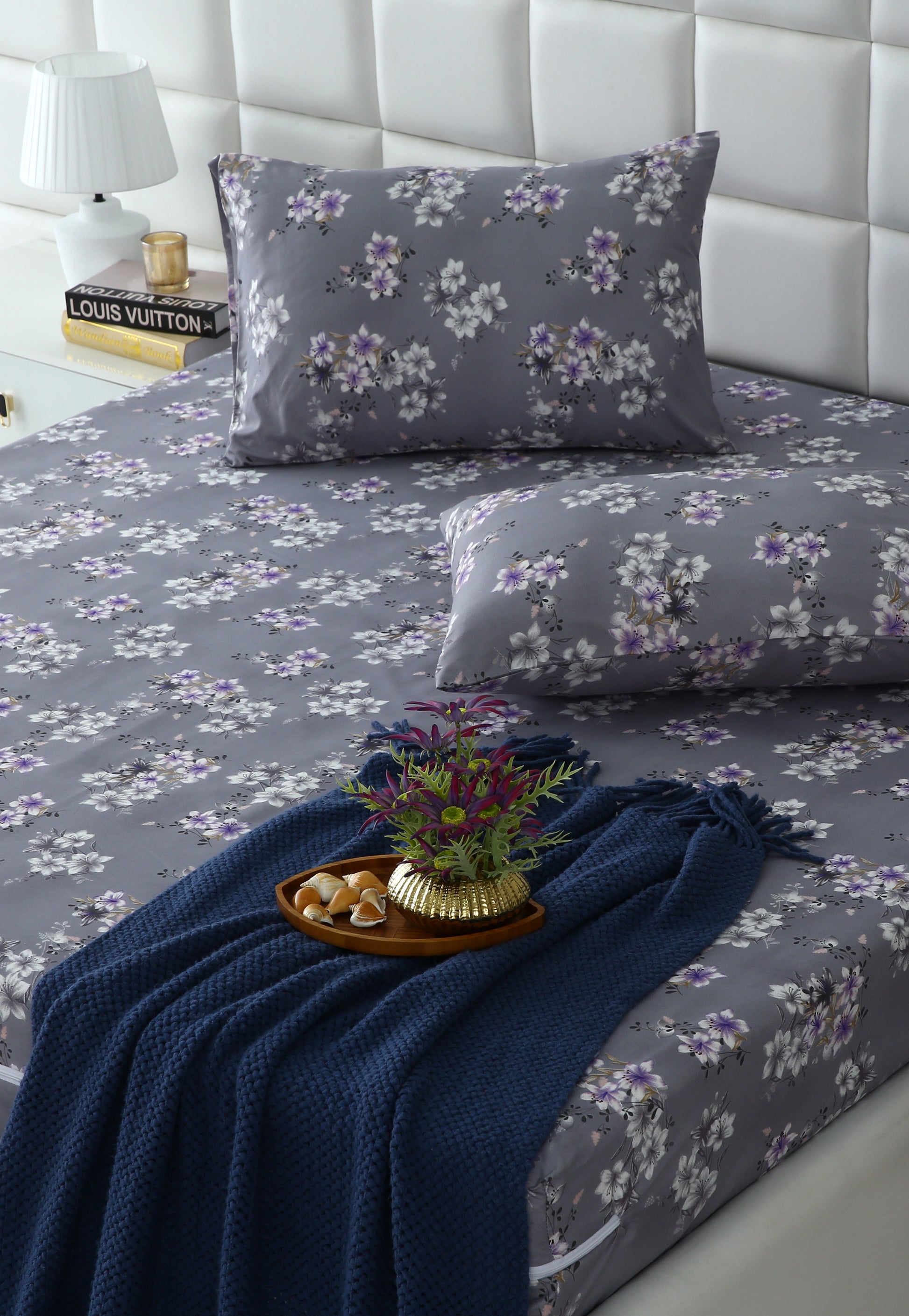 Zipper Mattress Cover Printed-White Rose Protectors Apricot