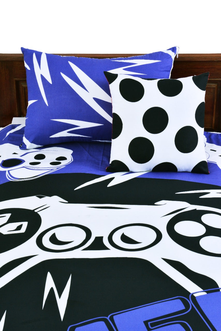 2Pcs Digital Printed Single Bed Sheet- Gamer single bed sheet Apricot