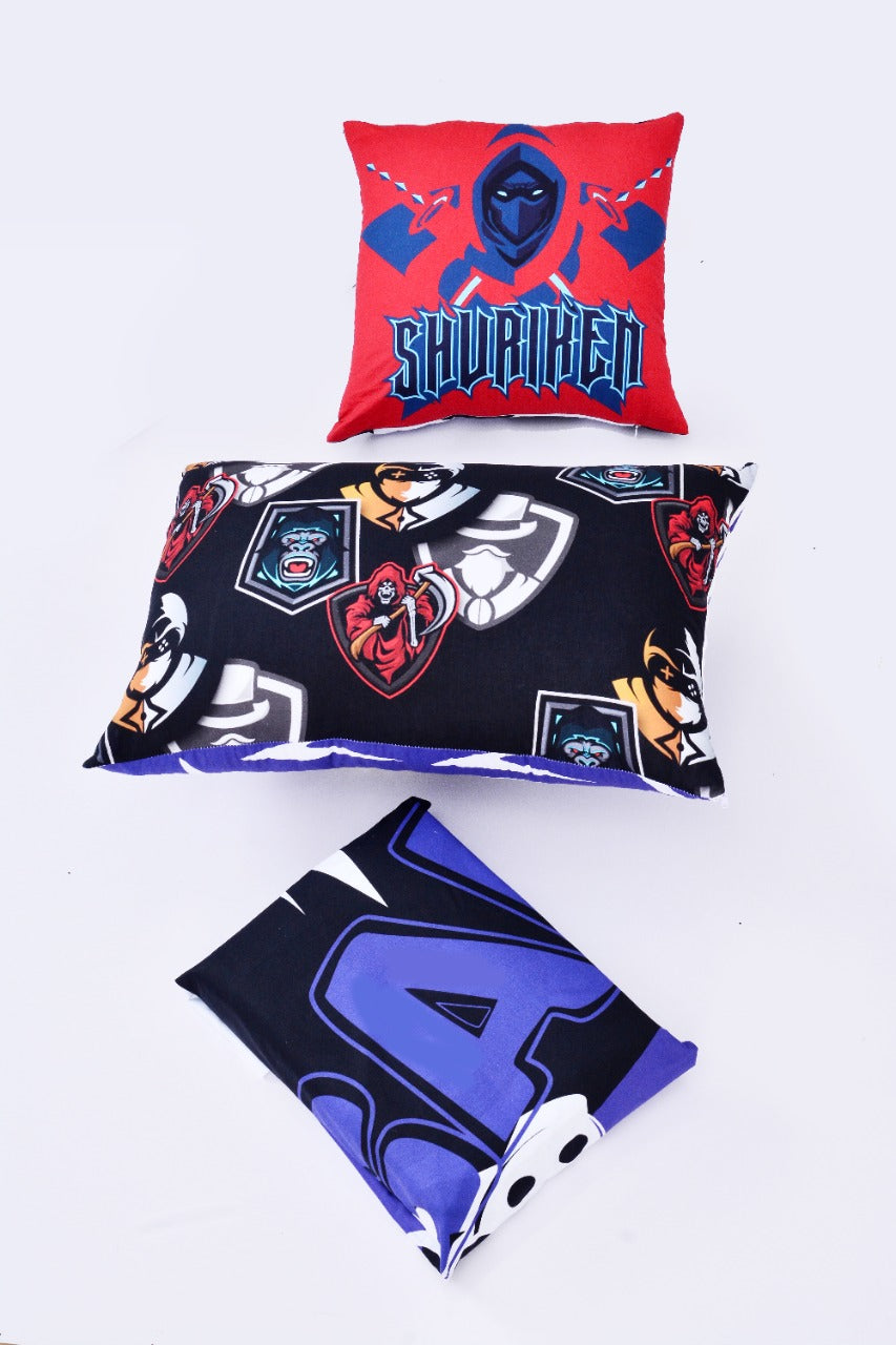 2Pcs Digital Printed Single Bed Sheet- Gamer single bed sheet Apricot