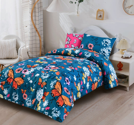 2Pcs Digital Printed Single Bed Sheet- Garden single bed sheet Apricot
