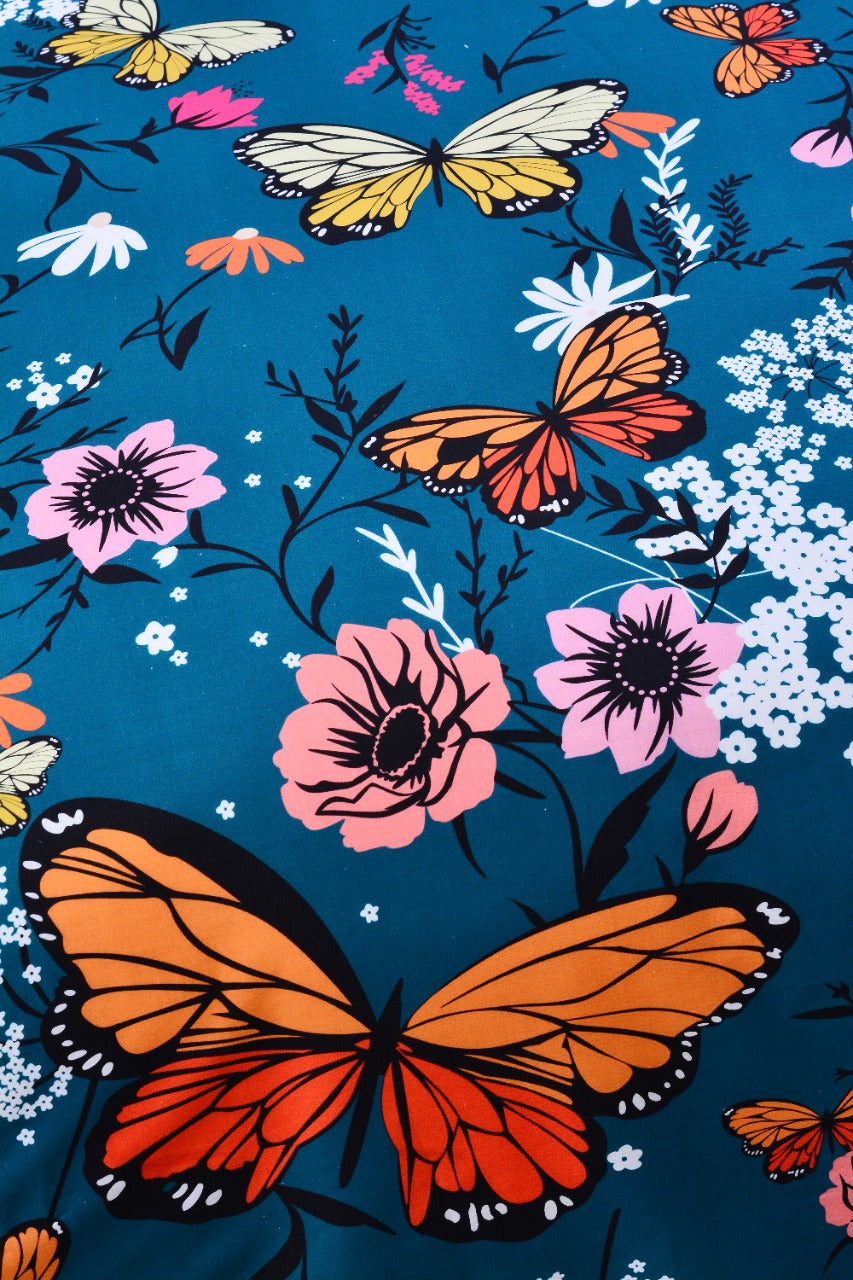 2Pcs Digital Printed Single Bed Sheet- Garden single bed sheet Apricot