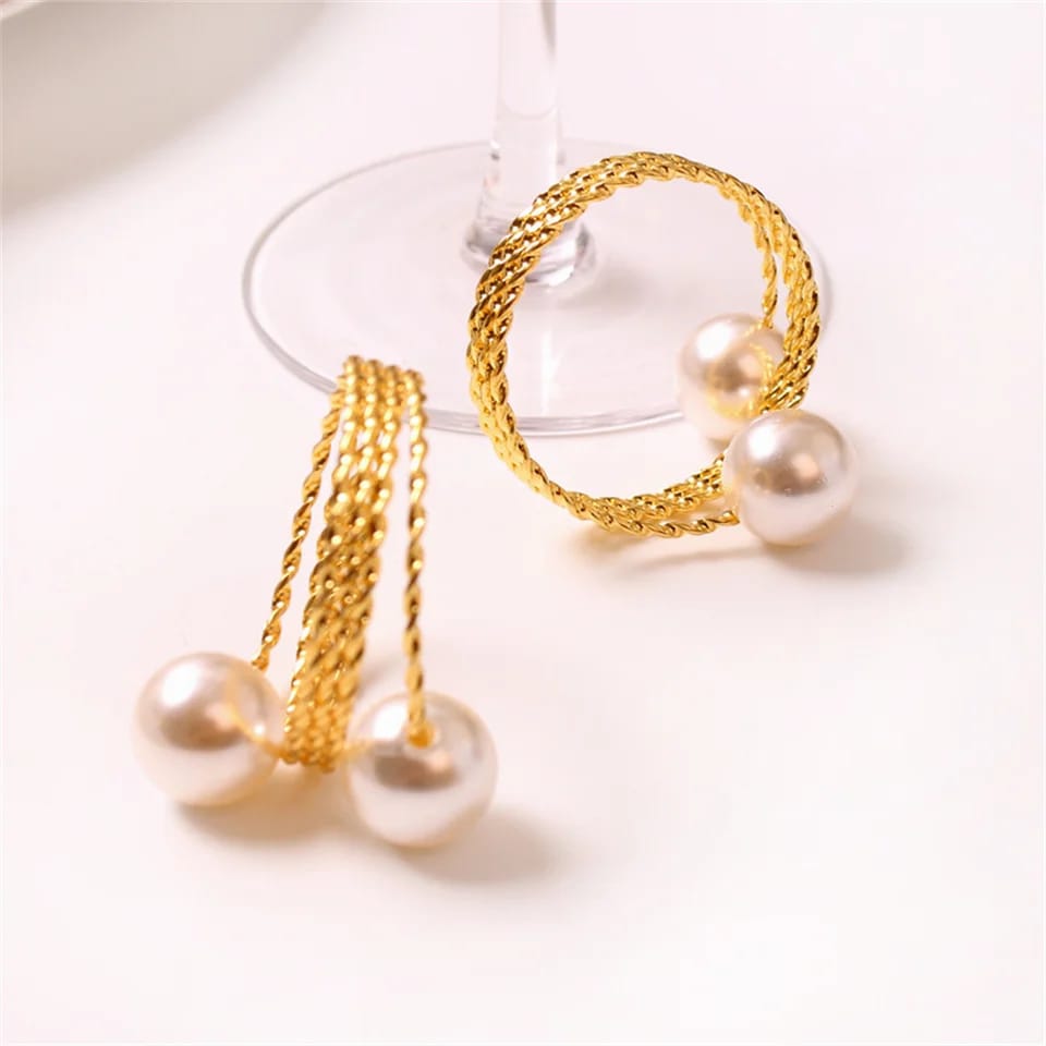 Gold Color Napkin Holder Rings-Spring Pearls Kitchen Apricot   