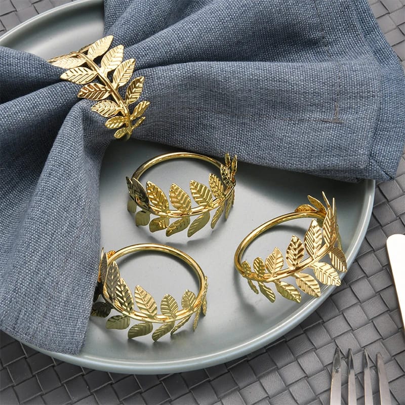 Gold Color Napkin Holder Rings-Wheat Kitchen Apricot   