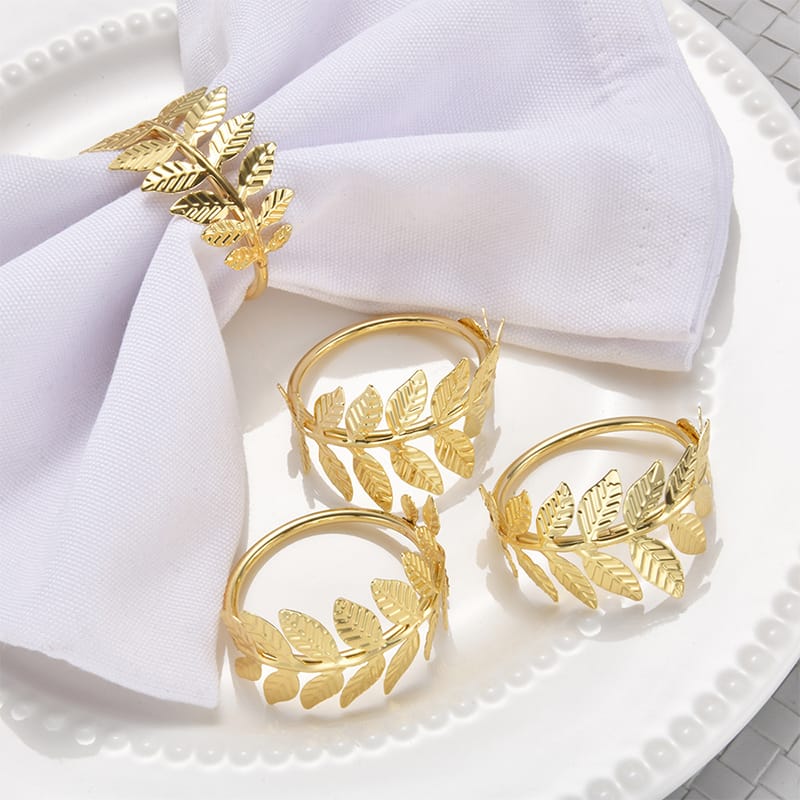 Gold Color Napkin Holder Rings-Wheat Kitchen Apricot   