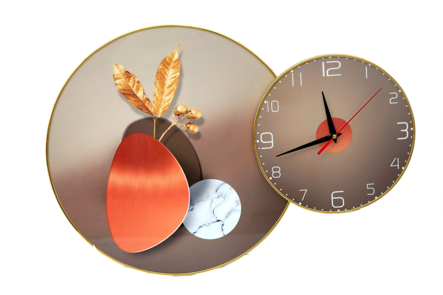 Golden Leaf Frame with Clock Clock Apricot   