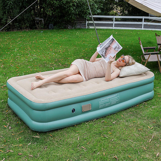 Auto-Inflating Camping Air BED with Built-in Pump(SA2510-034)SEA GREEN Apricot