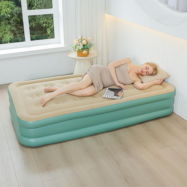 Auto-Inflating Camping Air BED with Built-in Pump(SA2510-034)SEA GREEN Apricot