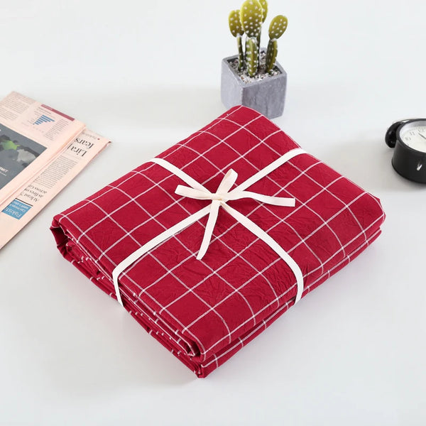 3 PCs Double Bed Sheet -Red Check