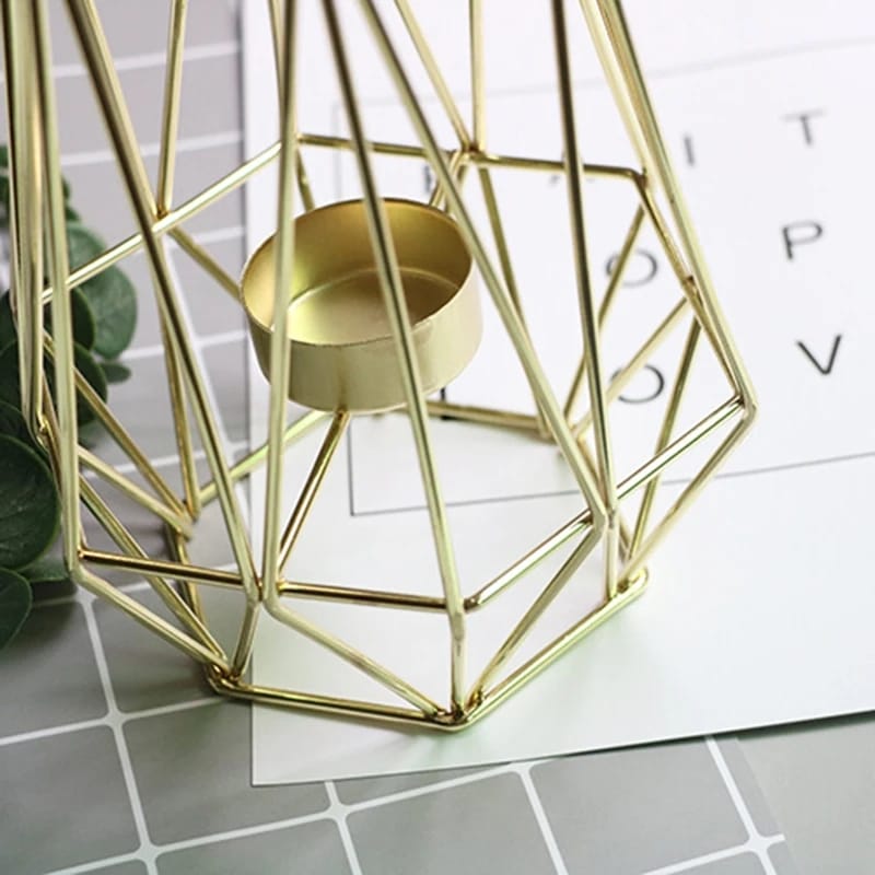 Hexagon Shaped Metal Candle Stand-(14306)Golden(SA2405-17) Tissue Box Apricot   