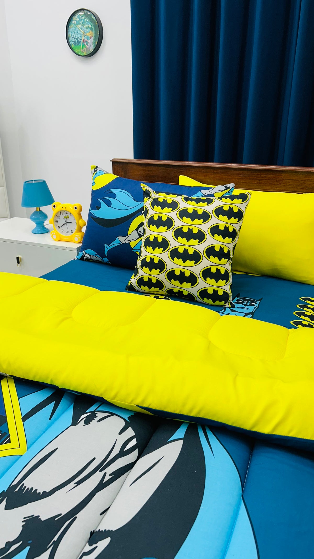 5 PCs Digital Single Razai Set- Batman Comforters Apricot