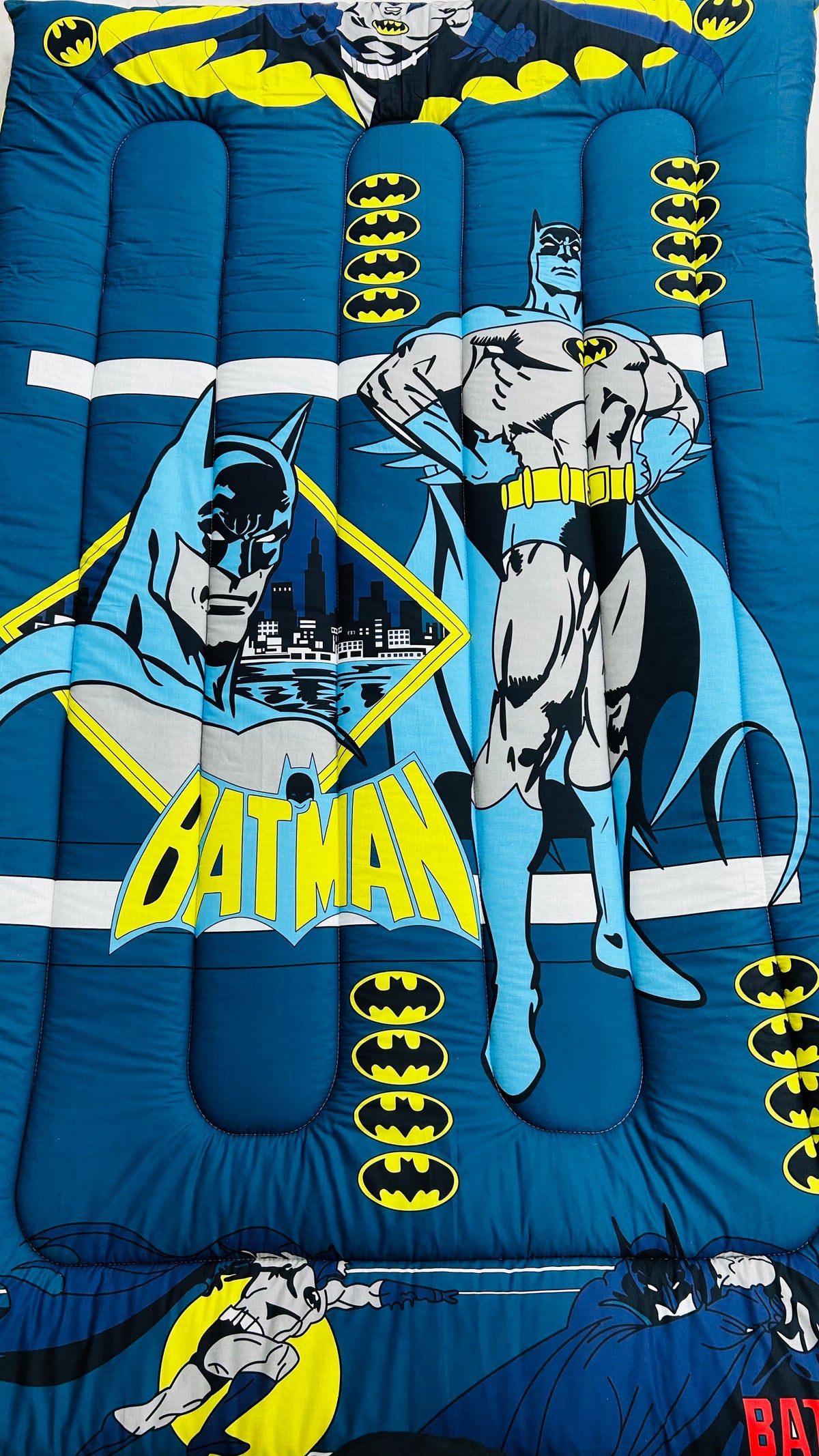 5 PCs Digital Single Razai Set- Batman Comforters Apricot
