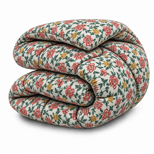 1 PC Single Percale Razai-  Ivory Garden