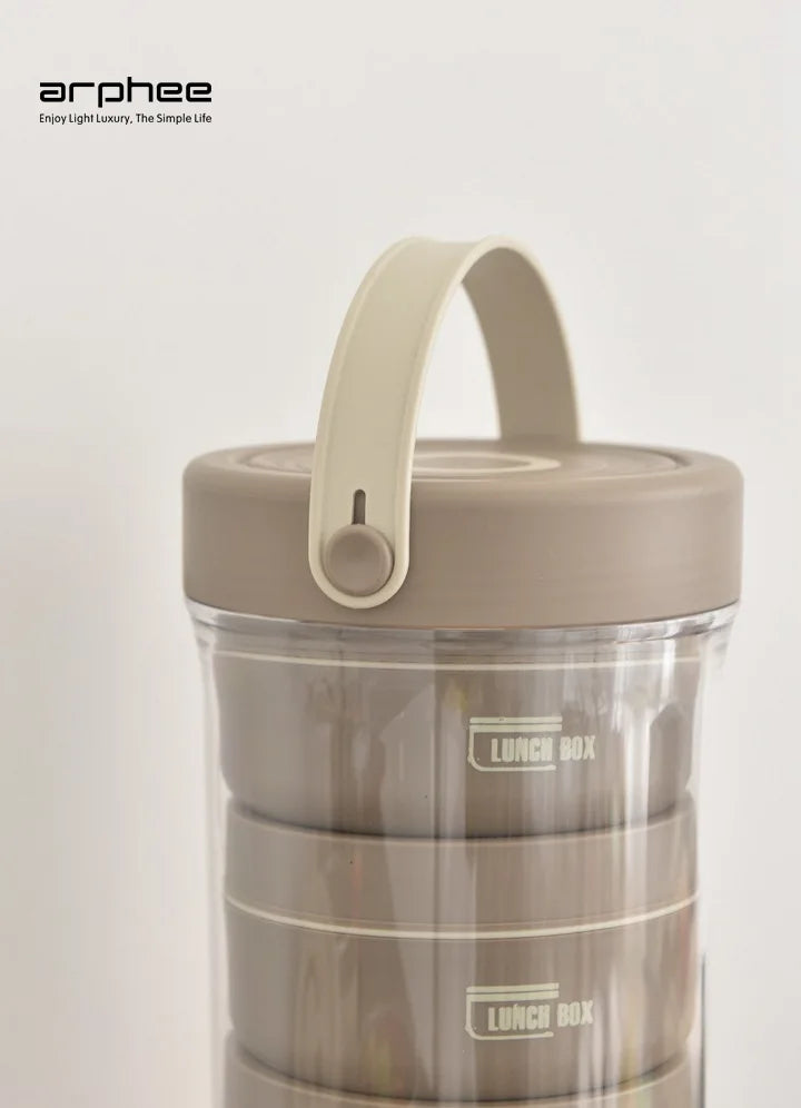 Japanese-style Stainless Steel Lunch Box(SA2405-45)-Beige  Apricot   